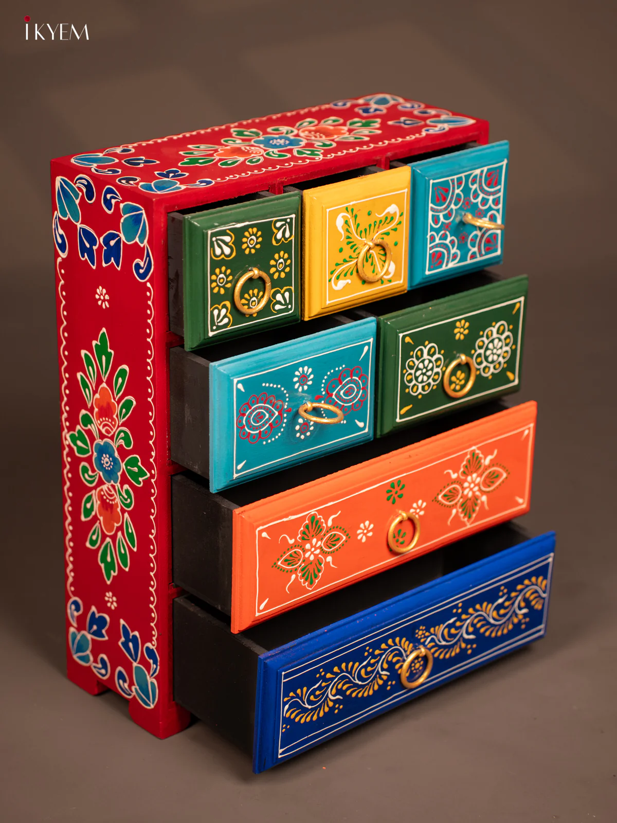 Hand-Painted Wooden Chest of 7 Drawers - 15.5 Inch - KF07116 - Image 4