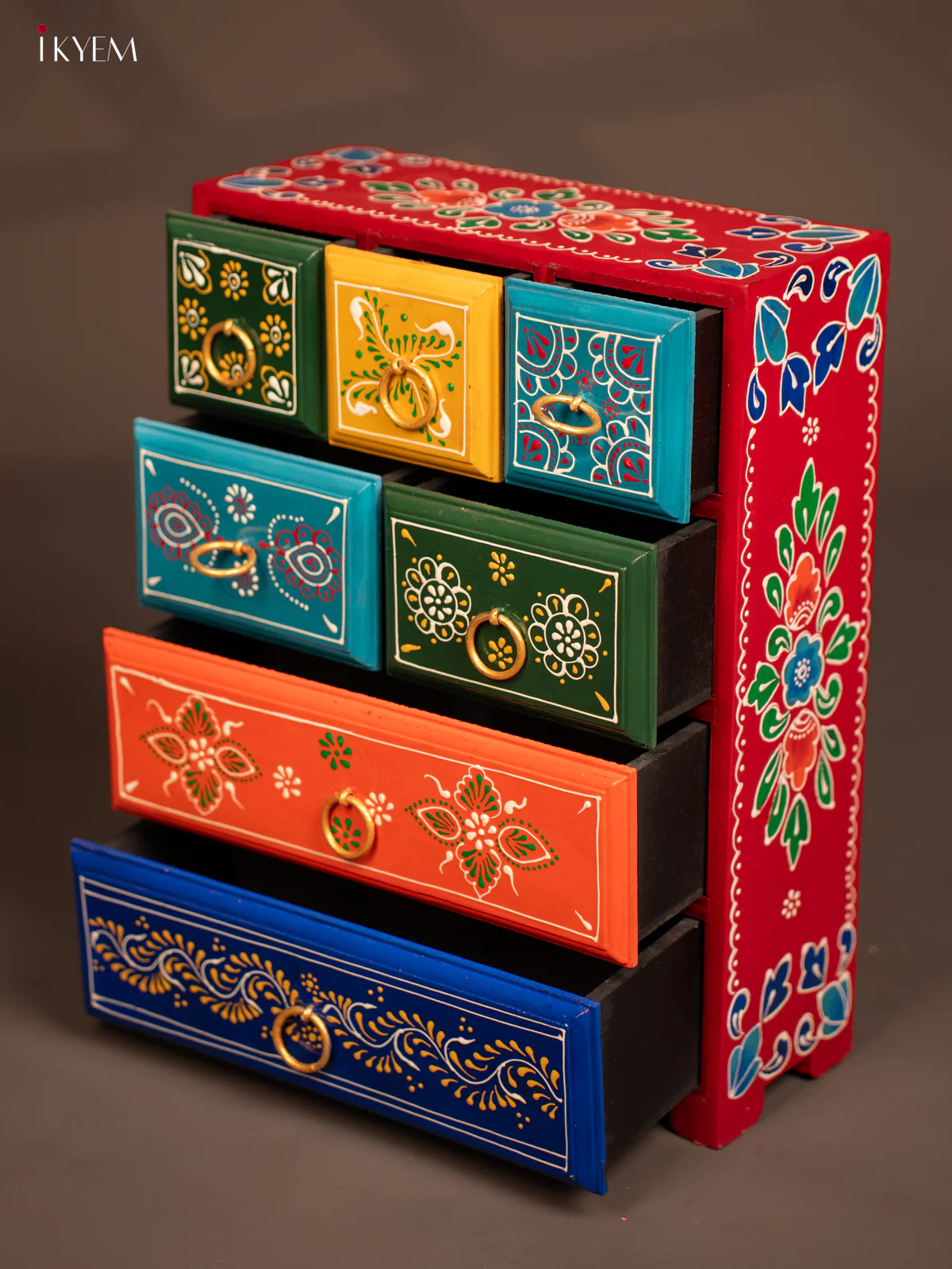 Hand-Painted Wooden Chest of 7 Drawers - 15.5 Inch - KF07116 - Image 5