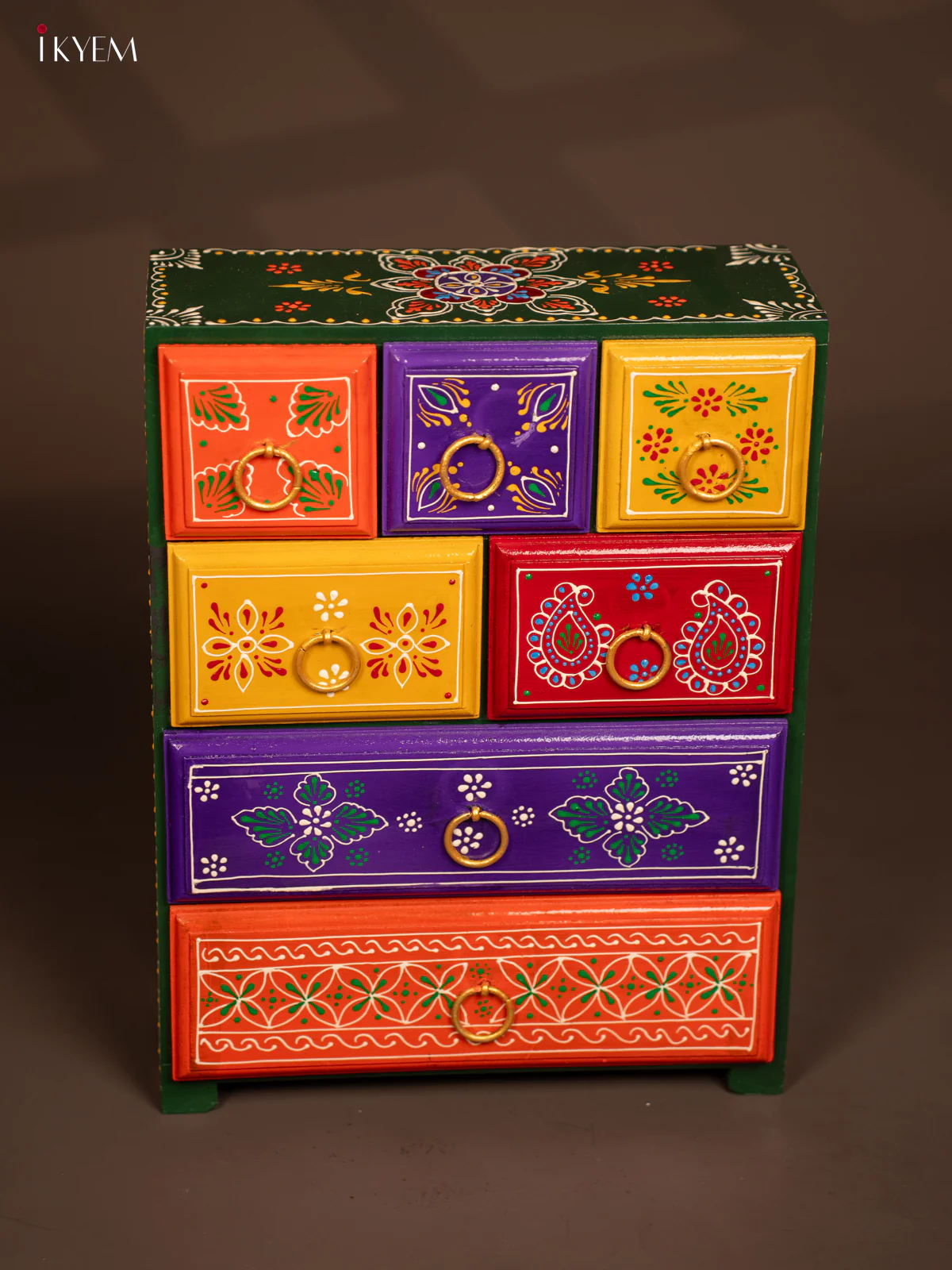 Hand-Painted Wooden Chest of 7 Drawers - 15.5 Inches - KF07117 - Image 2