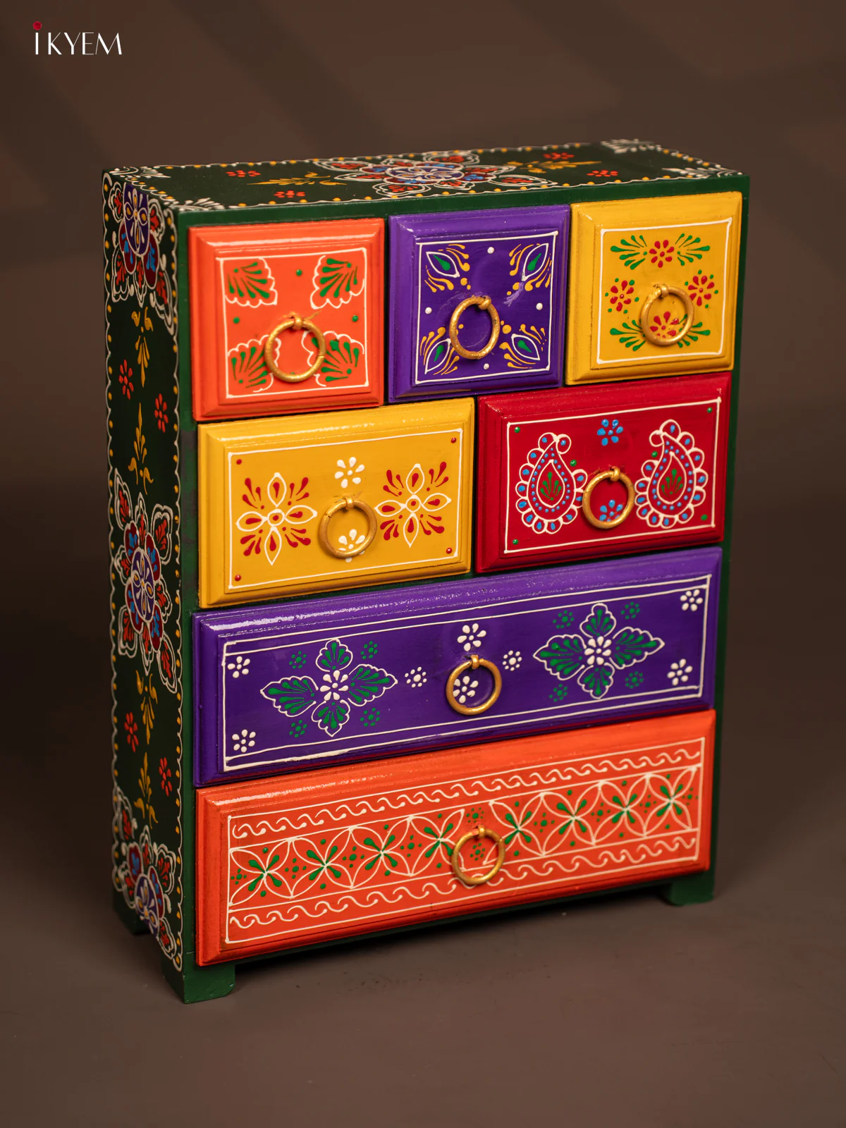 Hand-Painted Wooden Chest of 7 Drawers - 15.5 Inches - KF07117 - Image 3