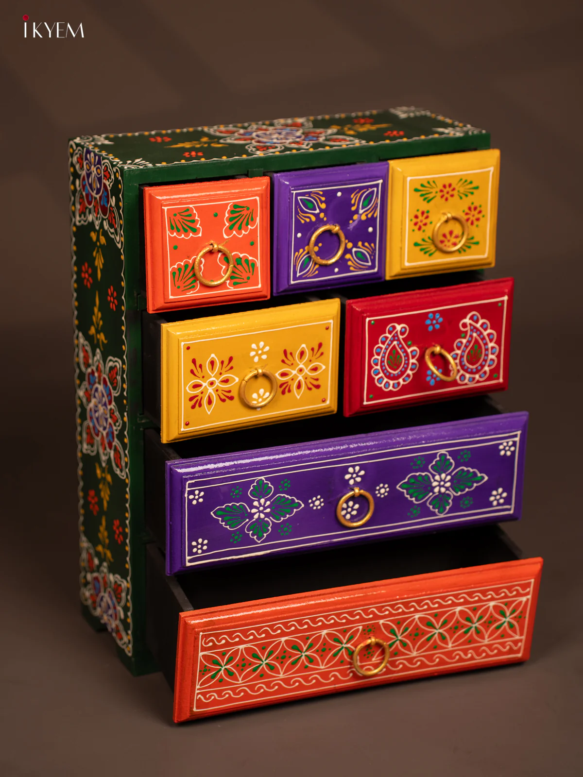 Hand-Painted Wooden Chest of 7 Drawers - 15.5 Inches - KF07117 - Image 4