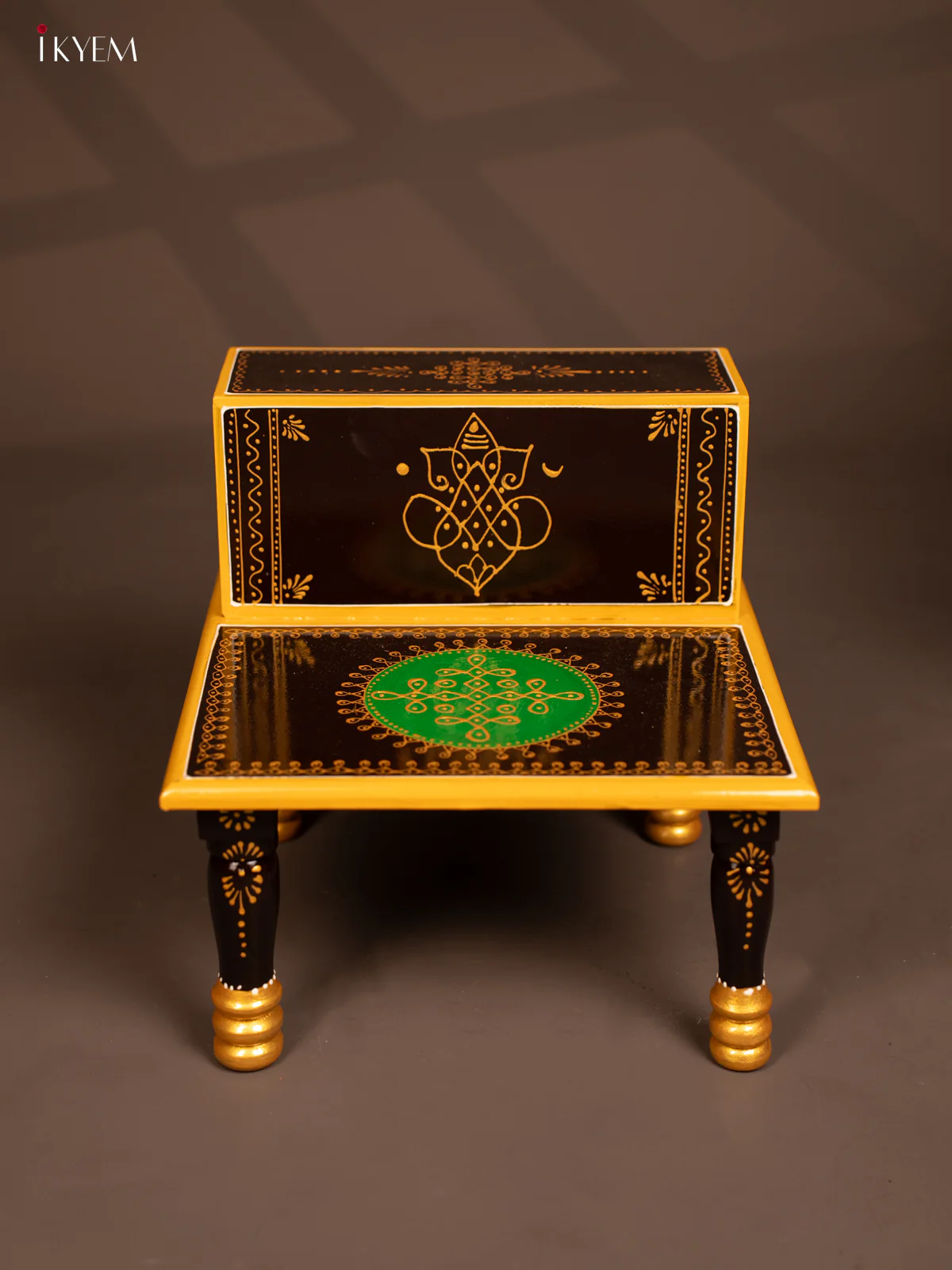 Wooden Hand Painted Pooja Stand - Brown- KF07128 - Image 2