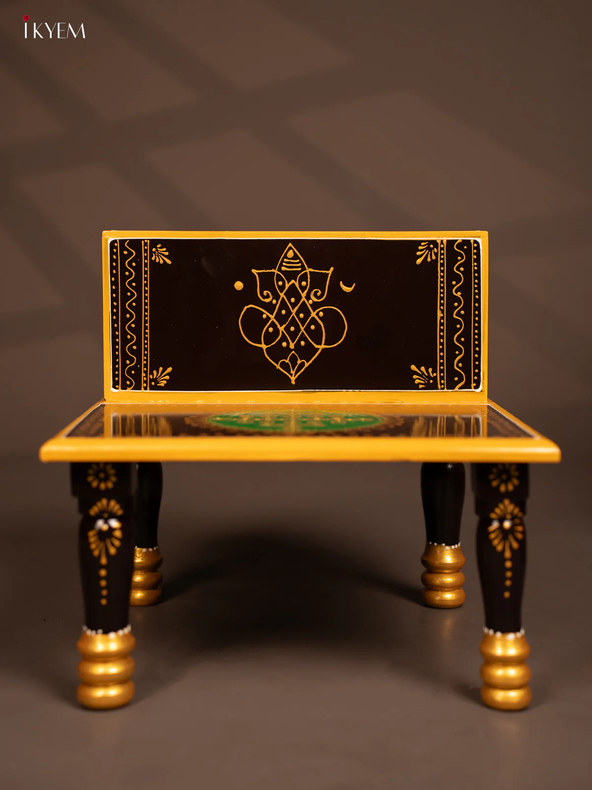 Wooden Hand Painted Pooja Stand - Brown- KF07128 - Image 3