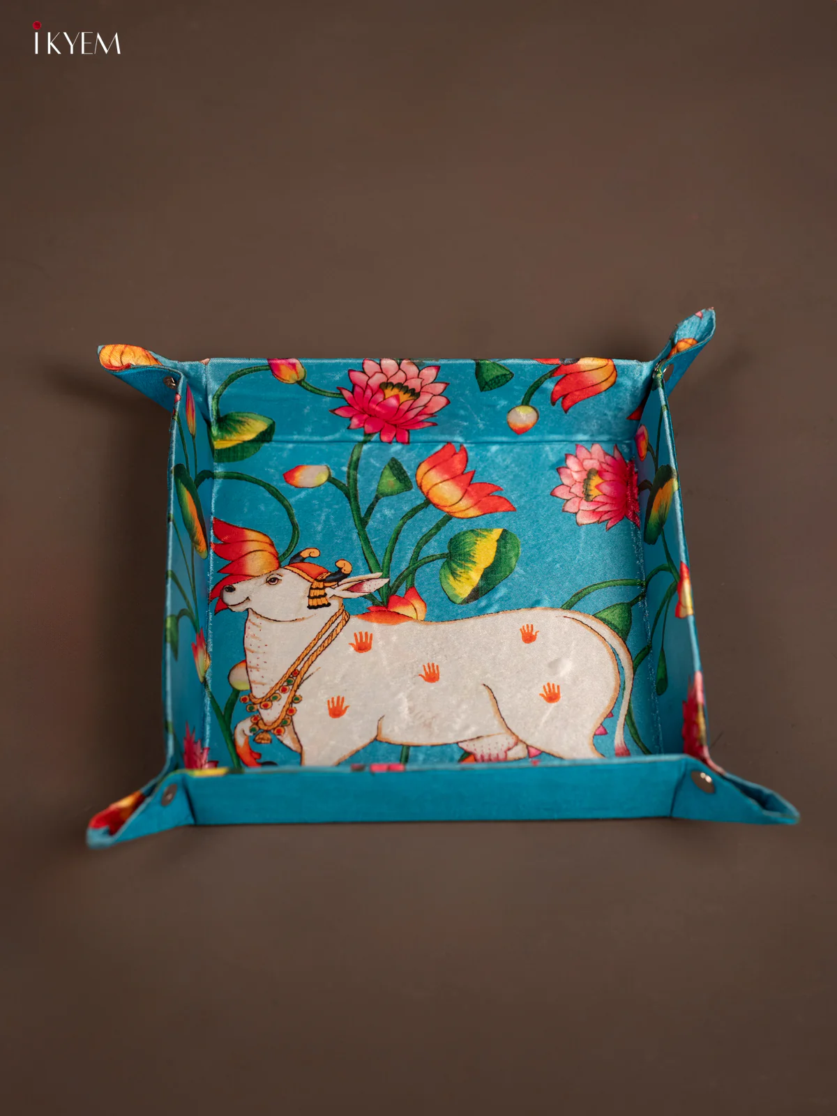 Pichwai Cow Foldable Tray - Blue - KF09122