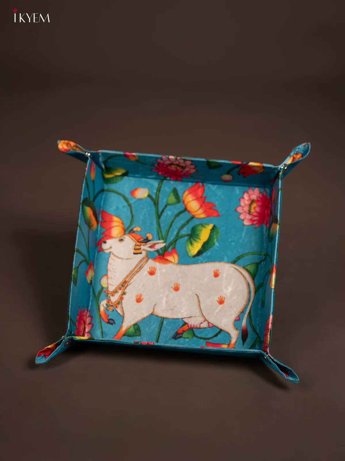 Pichwai Cow Foldable Tray - Blue - KF09122 - Image 2