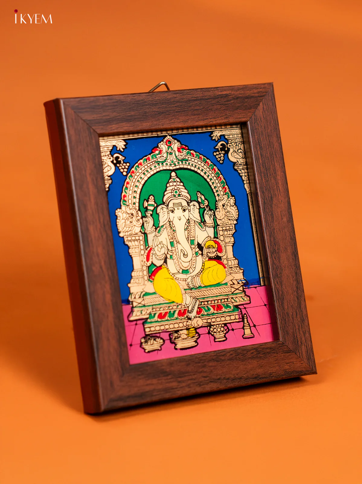 Reverse Glass Painted wall hanging Frame - Ganesha - Blue - KF10117 - Image 3