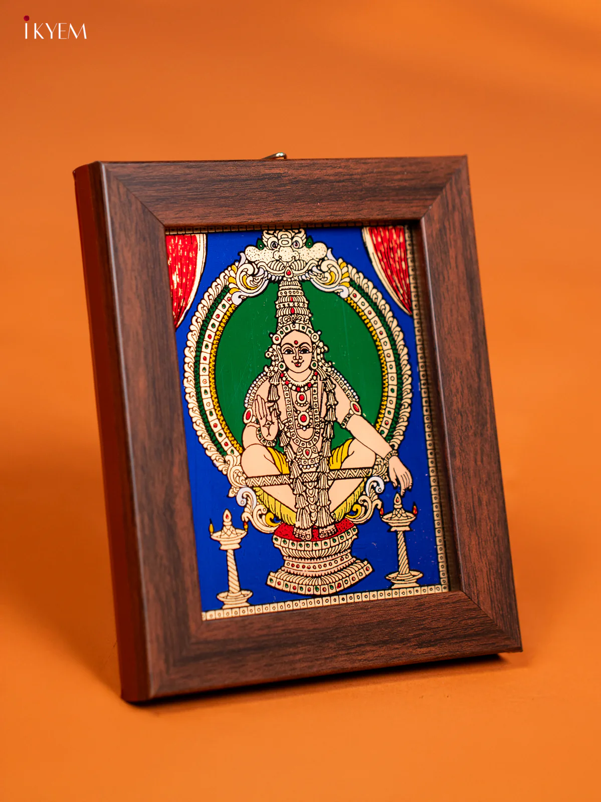 Reverse Glass Painted wall hanging Frame - Iyyappan - Blue - KF10119 - Image 3