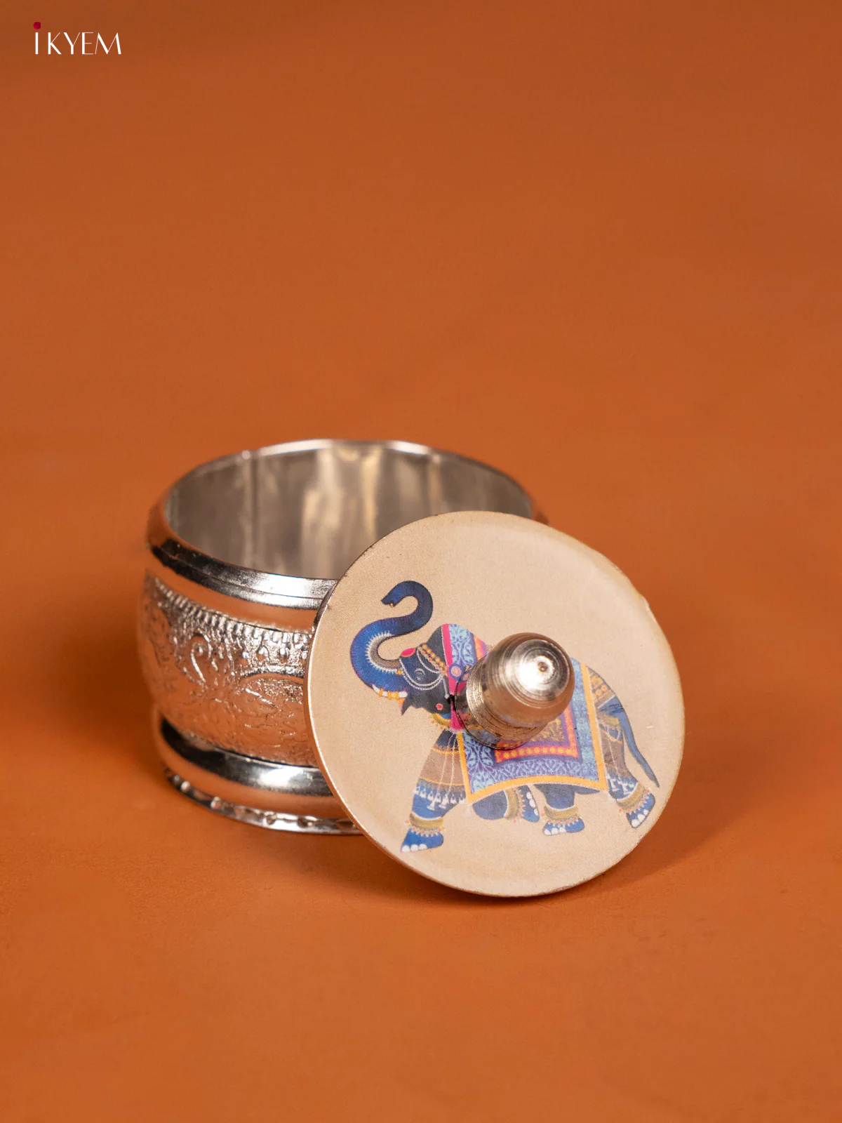 German Silver Kumkum Holder Elephant - KF10231 - Image 3