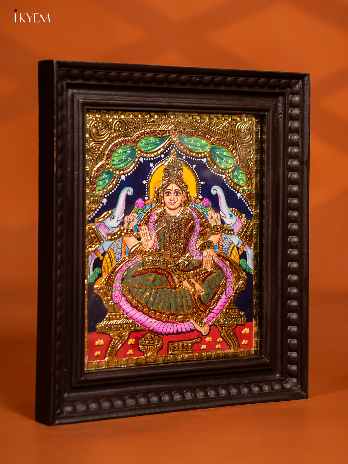 Gaja Lakshmi Tanjore painting (13 x 15)- Tanjore Painting - KF10264 - Image 2