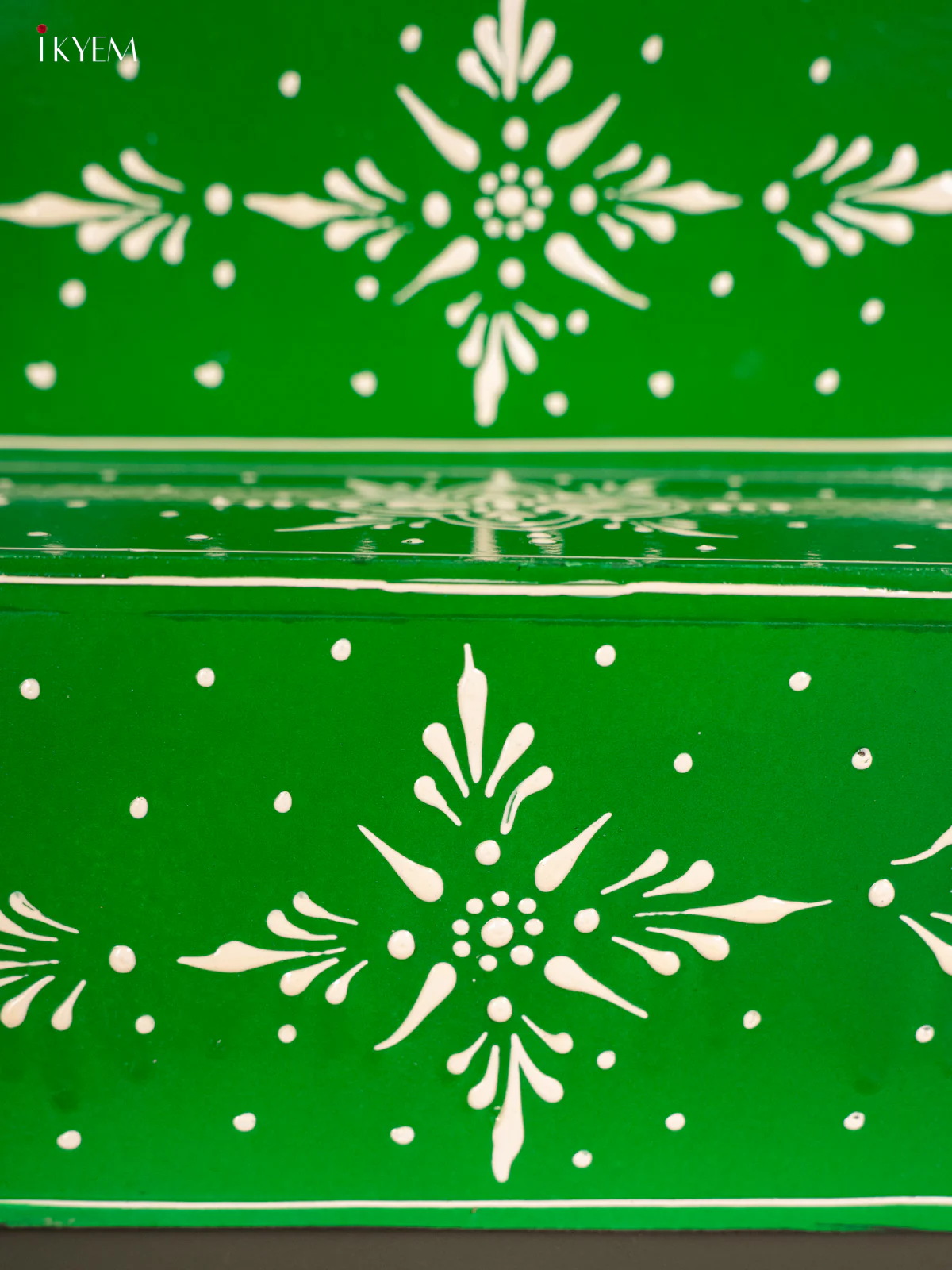 WOODEN HAND PAINTED 3-STEP GOLU PADI - GREEN - FLORAL - KF11177 - Image 3