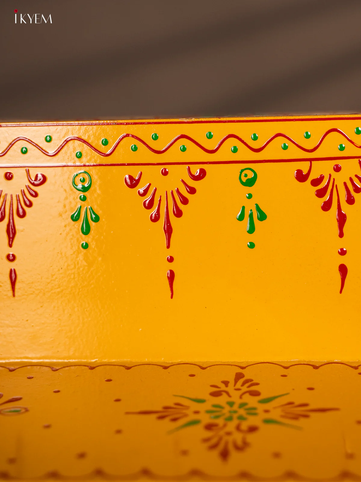 WOODEN HAND PAINTED 3-STEP GOLU PADI - YELLOW - FLOWER - KF11179 - Image 3