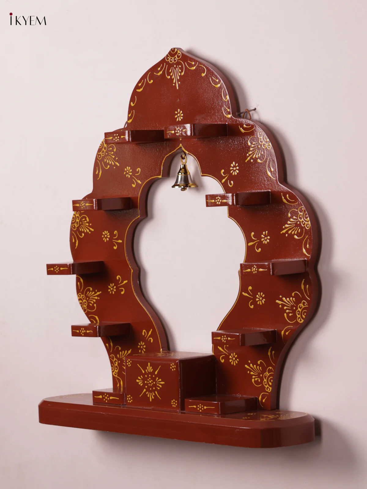 Arch Wooden Hand Painted Wall Shelf - Maroon - 21 Inches - KF11190 - Image 2