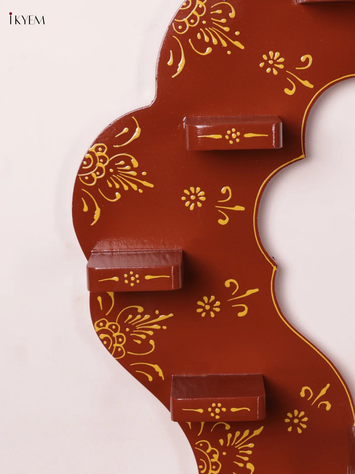 Arch Wooden Hand Painted Wall Shelf - Maroon - 21 Inches - KF11190 - Image 4