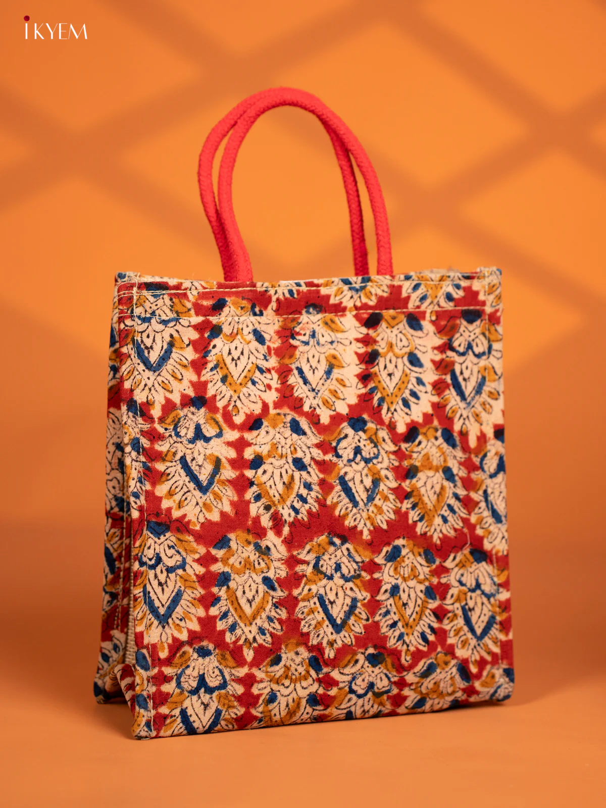 Jute full Kalamkari Bag - Red - KF13116 - Image 2