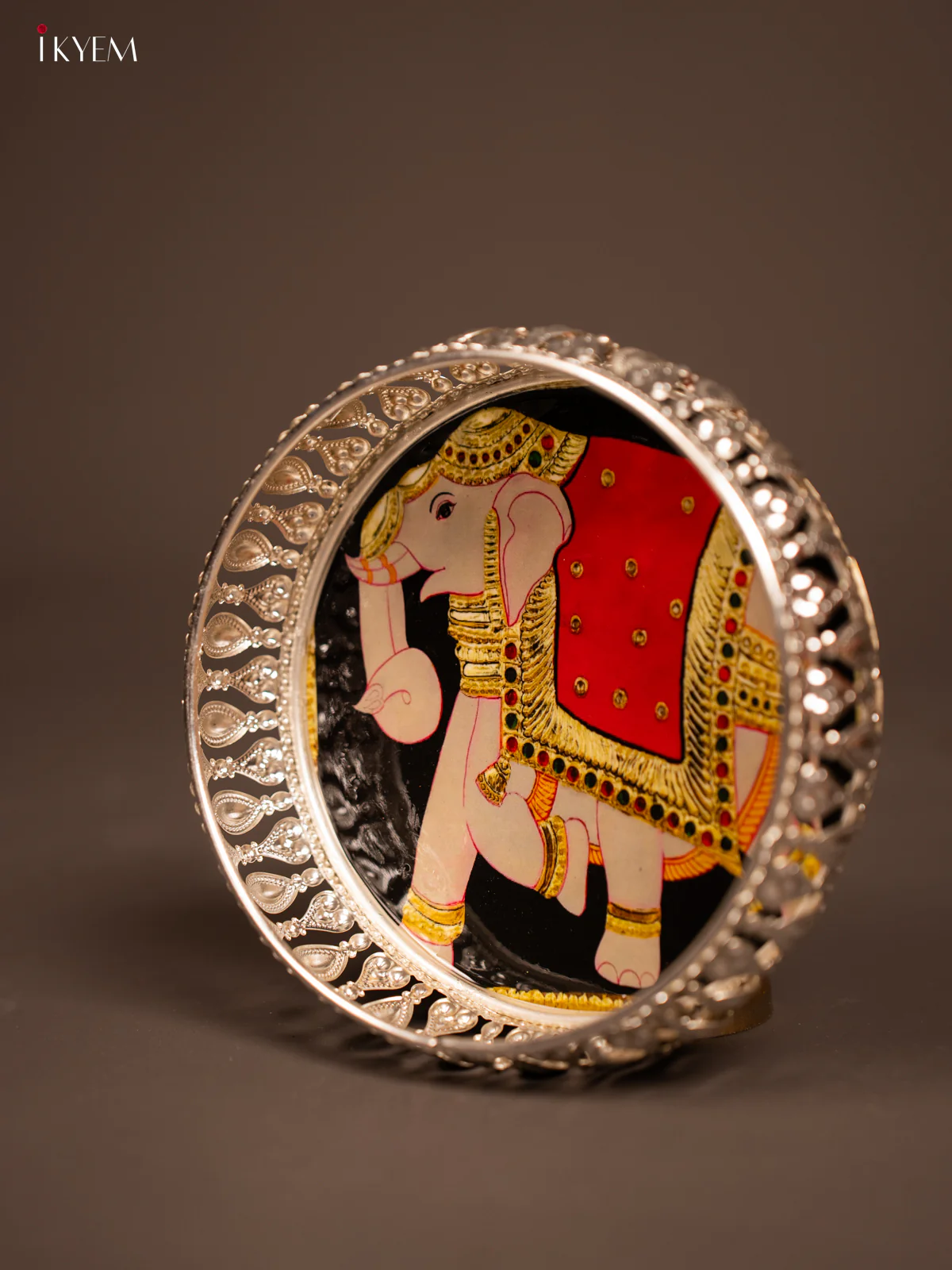 Digital Printed German Silver Tray - Elephant Red - 6 inch - KF21143 - Image 3