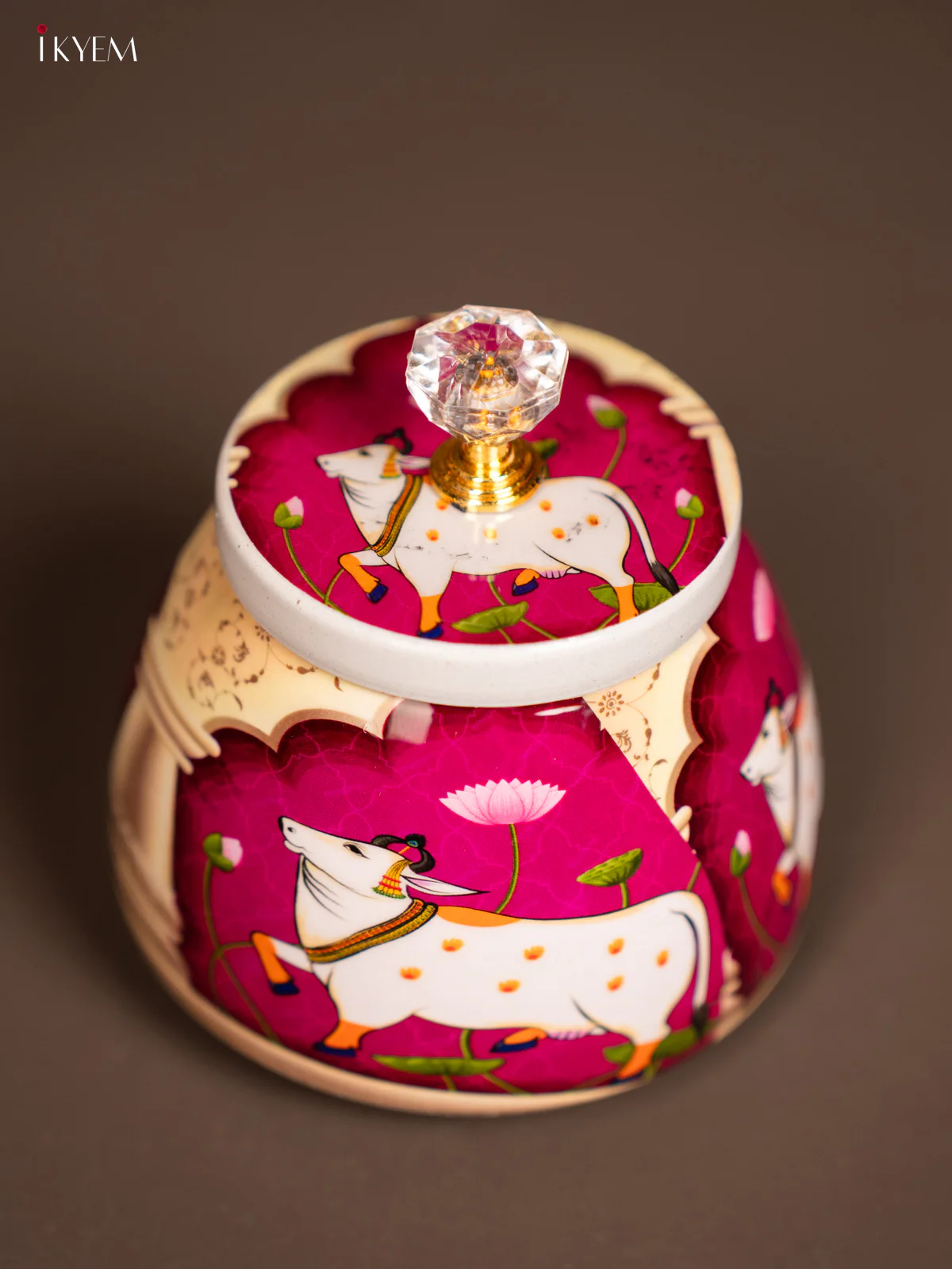 Pichwai Nuts jar - Cow - Purple - KF21160 - Image 2