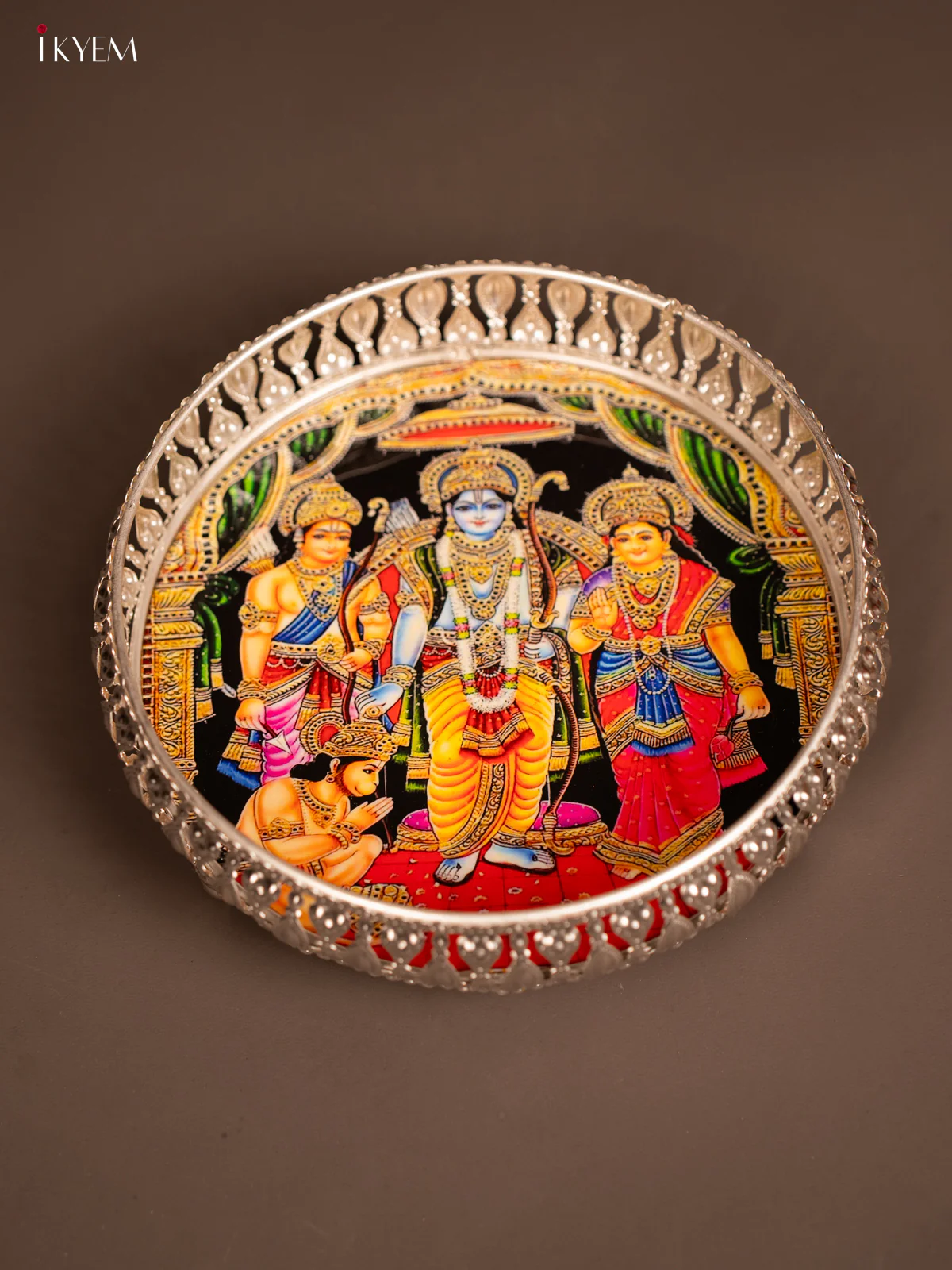 Digital Printed German Silver Tray - Rama Pattabishegam - 8 inch -KF21184 - Image 4