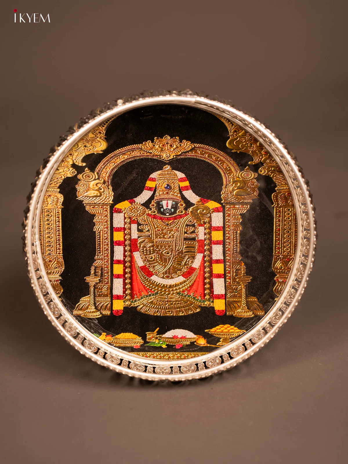 Digital Printed German Silver Tray - Balaji - 8 inch - KF21186
