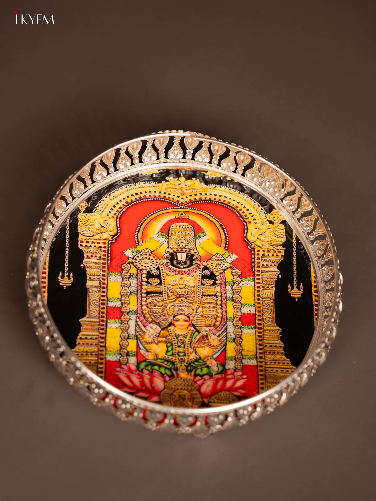 Digital Printed German Silver Tray - Balaji - 8 inch - KF21194