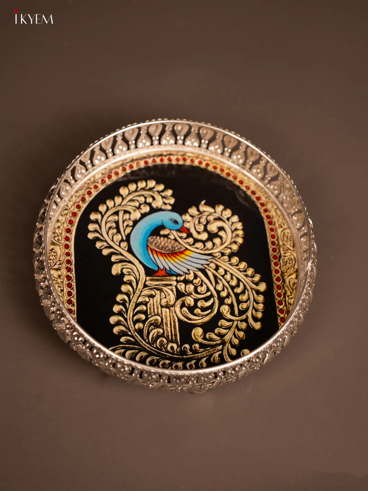 Digital Printed German Silver Tray - Peacock - 8 inch - KF21209 - Image 3