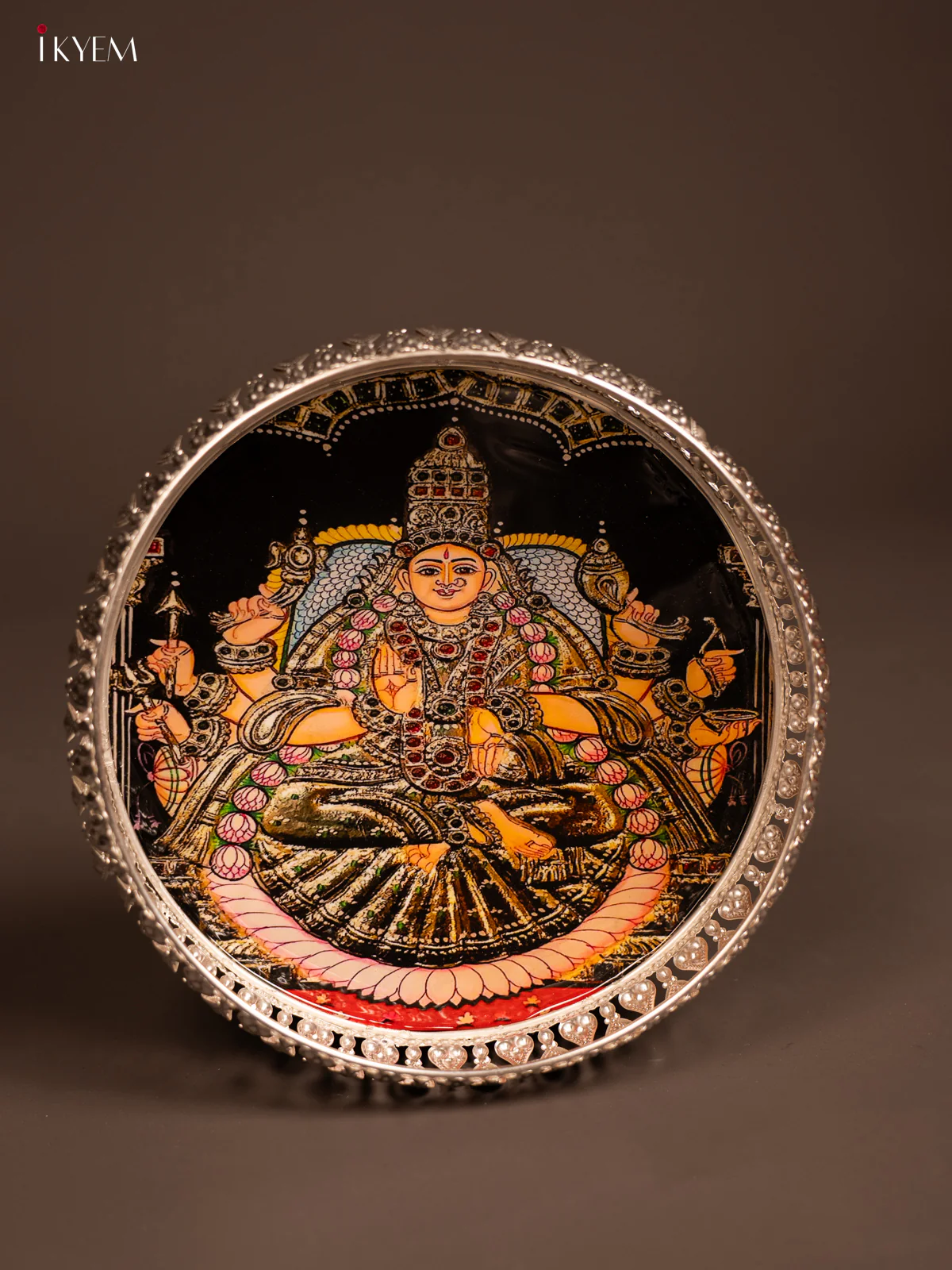 Digital Printed German Silver Tray - Lakshmi - 8 inch - KF21210