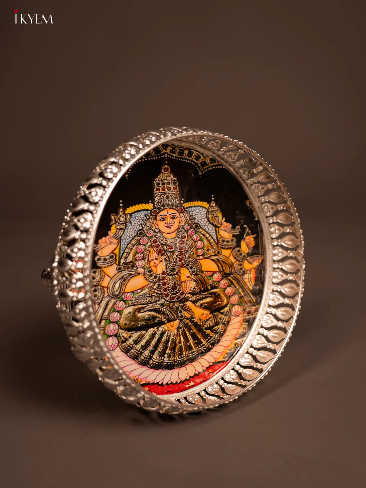 Digital Printed German Silver Tray - Lakshmi - 8 inch - KF21210 - Image 2