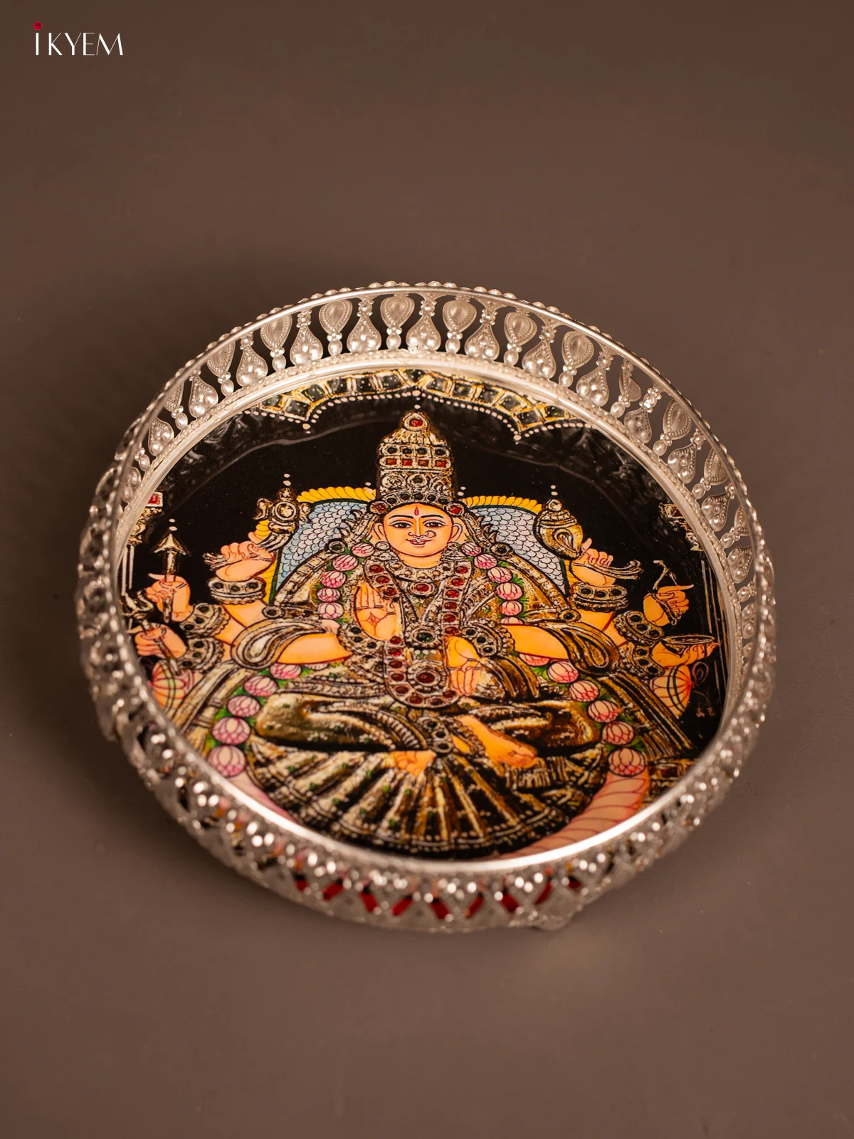 Digital Printed German Silver Tray - Lakshmi - 8 inch - KF21210 - Image 3