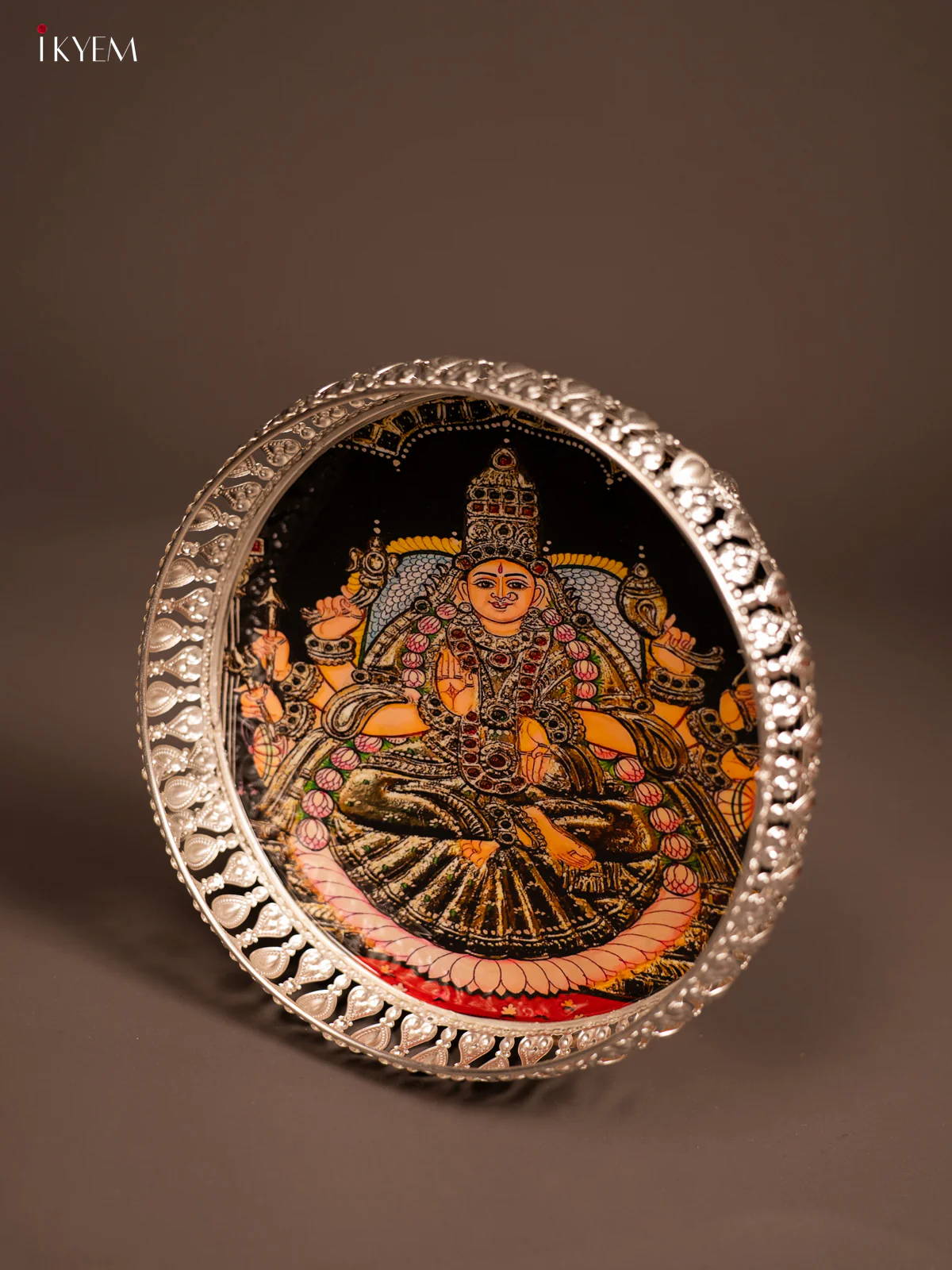 Digital Printed German Silver Tray - Lakshmi - 8 inch - KF21210 - Image 4