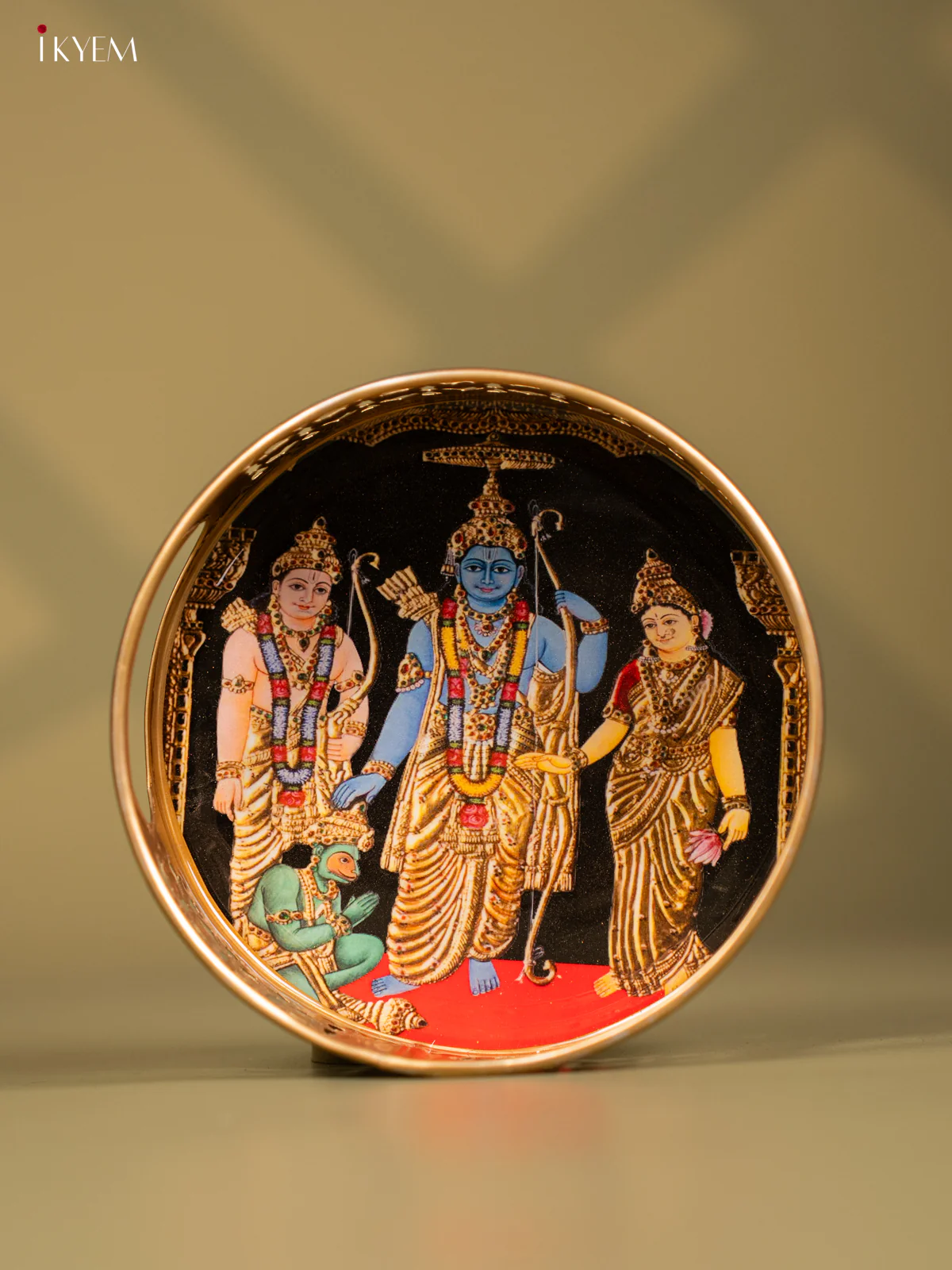 Rama Pattabishegam Printed Round Metal tray - KF24114