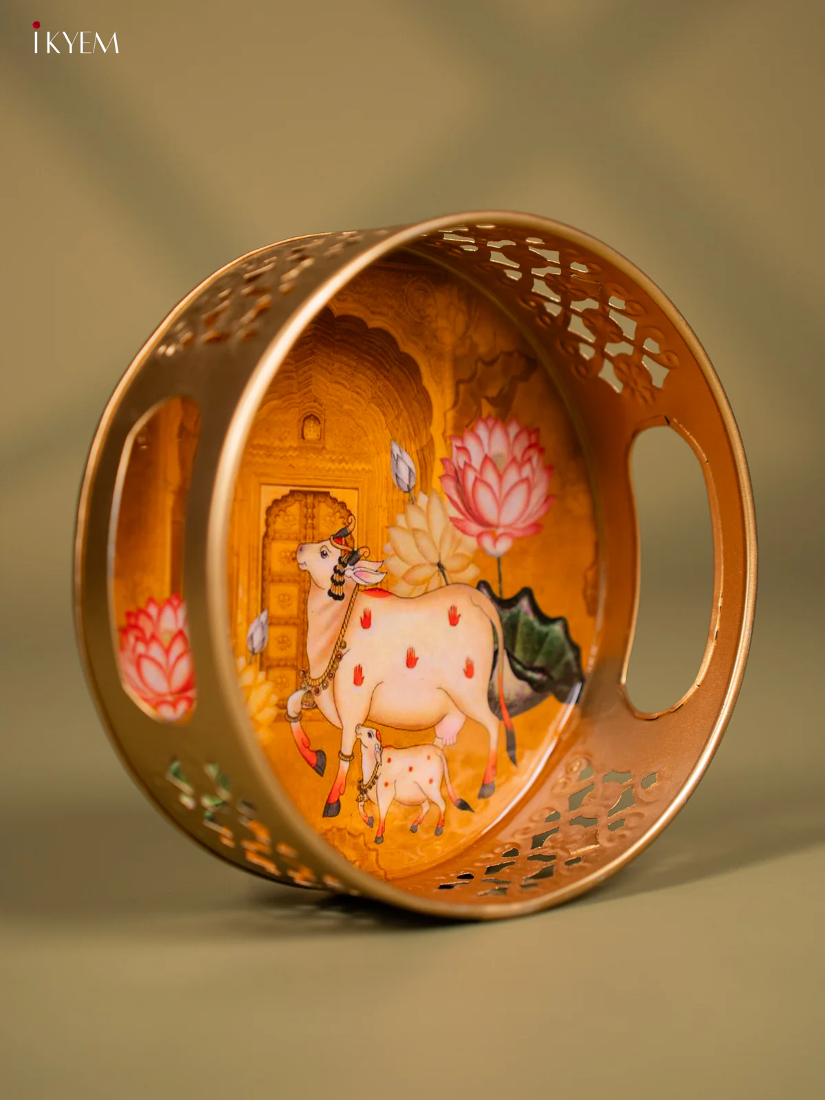 Metal Digital tray - Cow& Calf- 6 inch - Yellow - Image 2