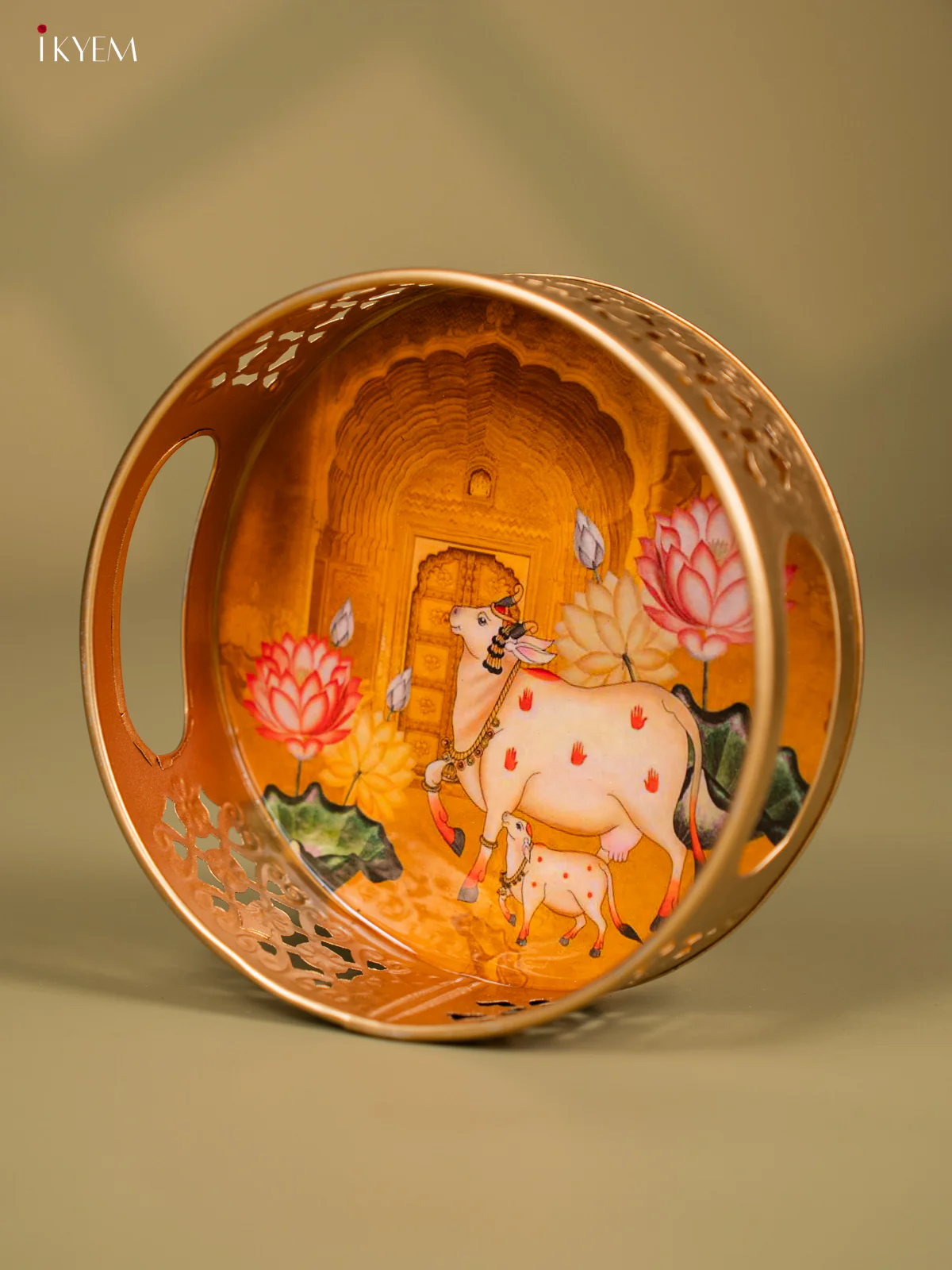 Metal Digital tray - Cow& Calf- 6 inch - Yellow - Image 3