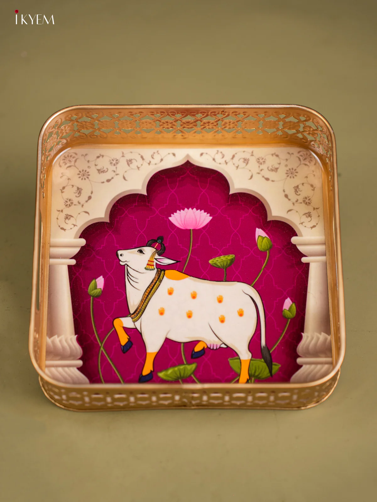 Metal Digital tray Square - Cow & Calf - Purple - 8 Inch - KF24174 - Image 4