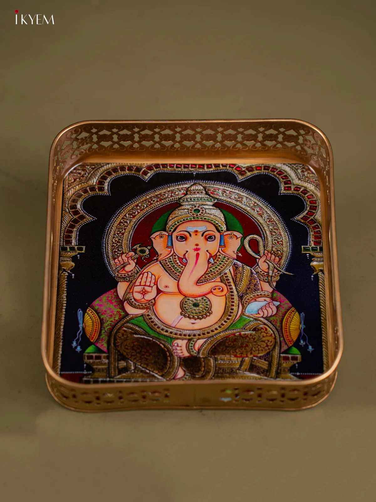 Metal Digital tray Square -Ganesha - 8 Inch - KF24177 - Image 4