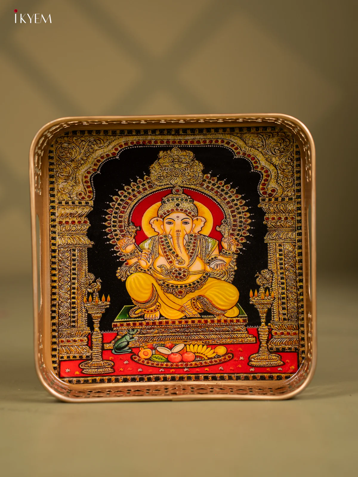 Metal Digital tray Square -Ganesha - 8 Inch - KF24179
