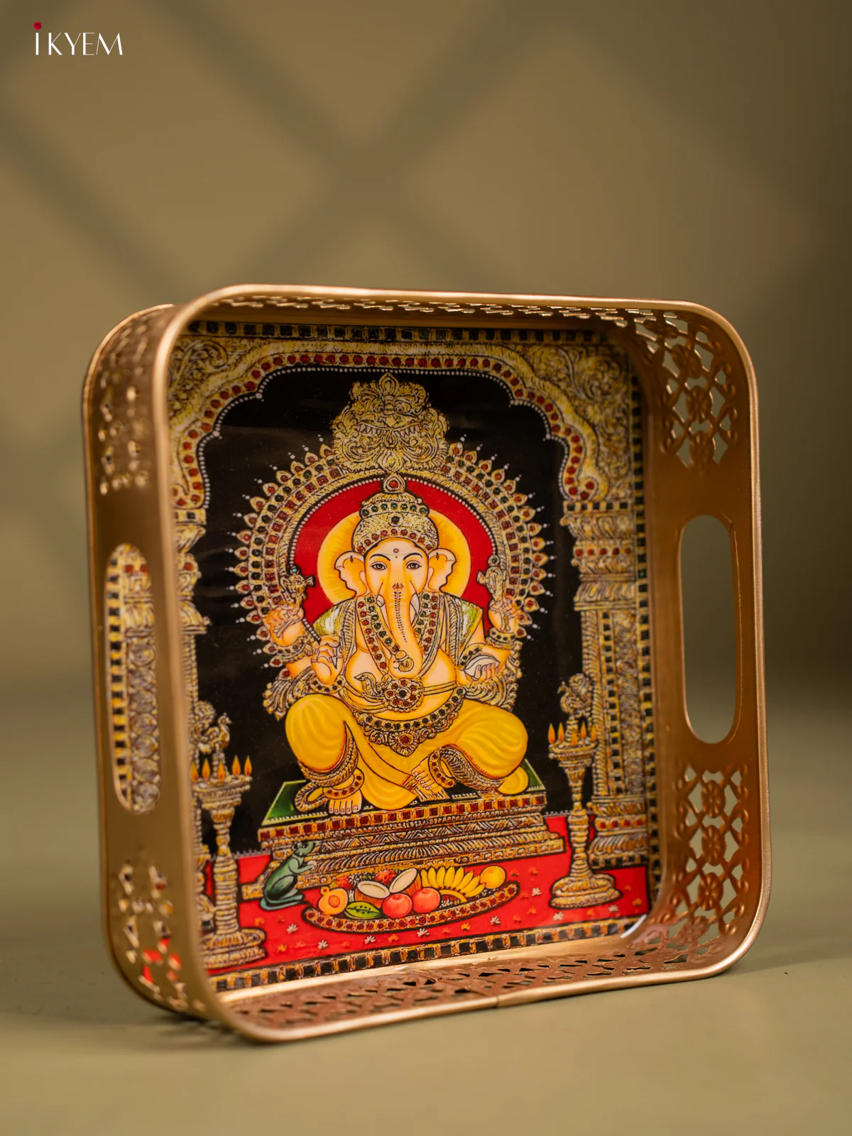 Metal Digital tray Square -Ganesha - 8 Inch - KF24179 - Image 2