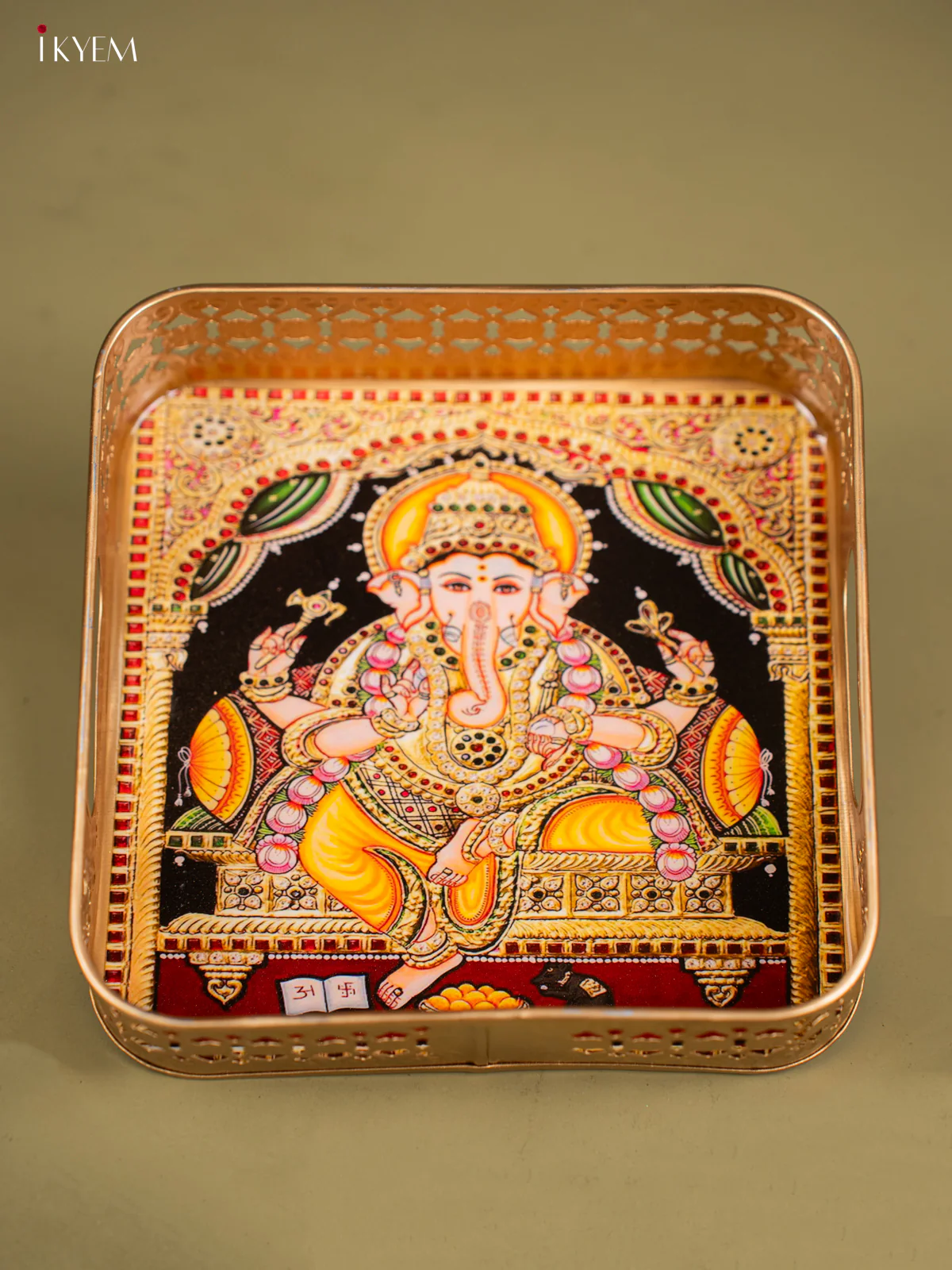 Metal Digital tray Square -Ganesha - 8 Inch - KF24180 - Image 4