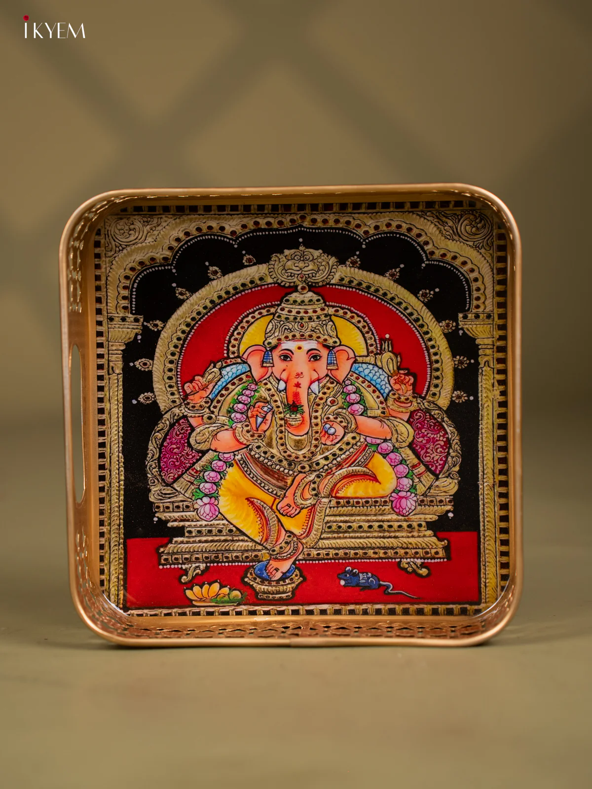 Metal Digital tray Square -Ganesha - 8 Inch - KF24181