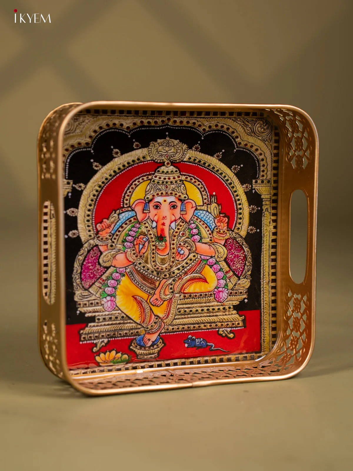 Metal Digital tray Square -Ganesha - 8 Inch - KF24181 - Image 2