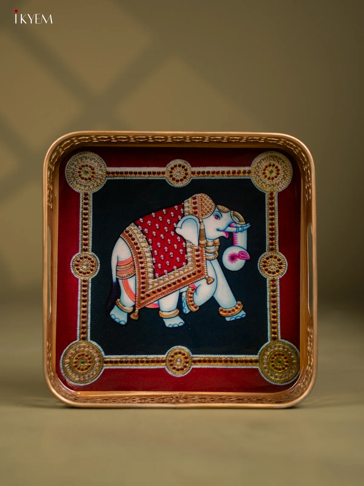 Metal Digital tray Square -Elephant - 8 Inch - KF24184