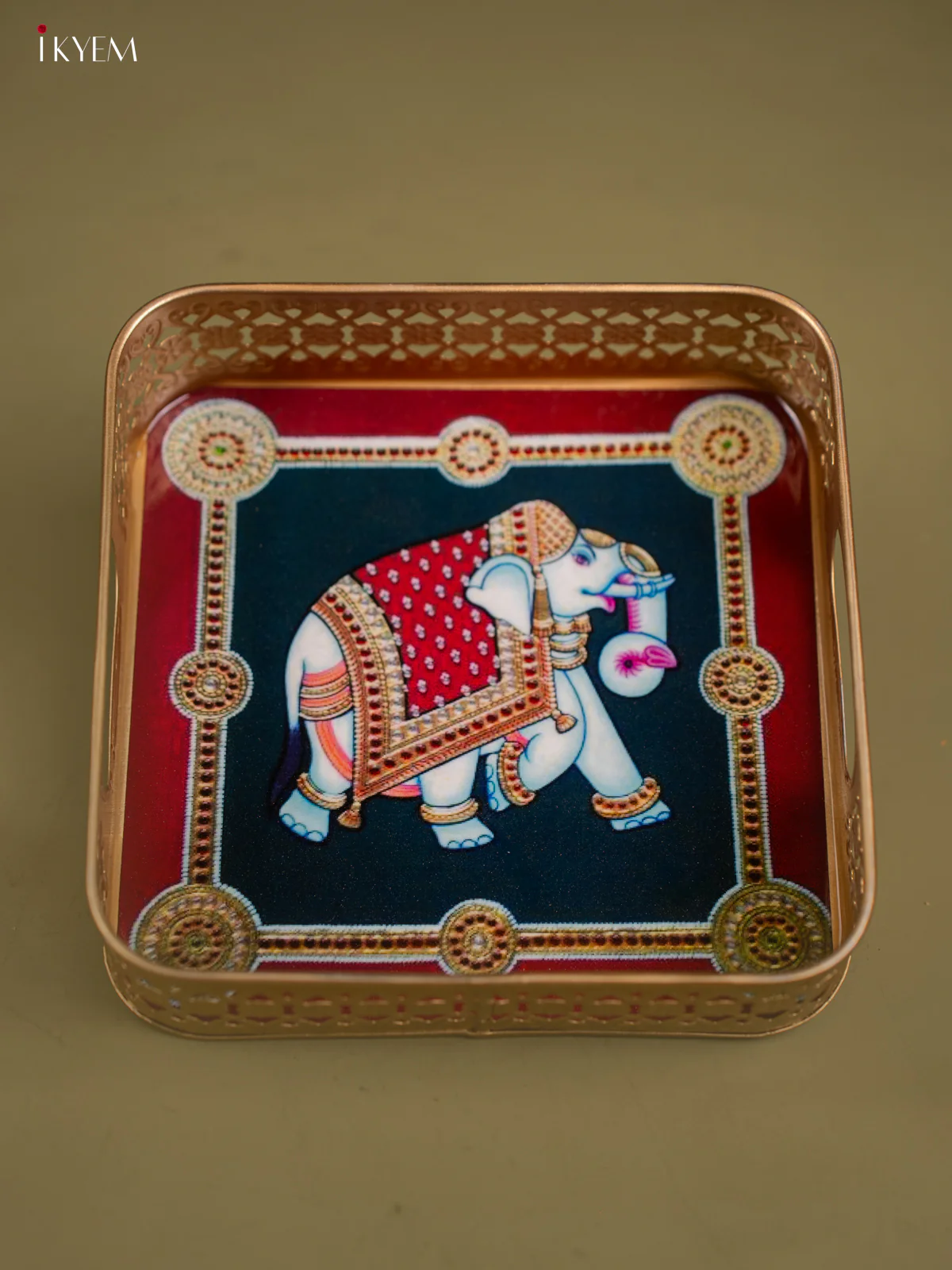 Metal Digital tray Square -Elephant - 8 Inch - KF24184 - Image 4