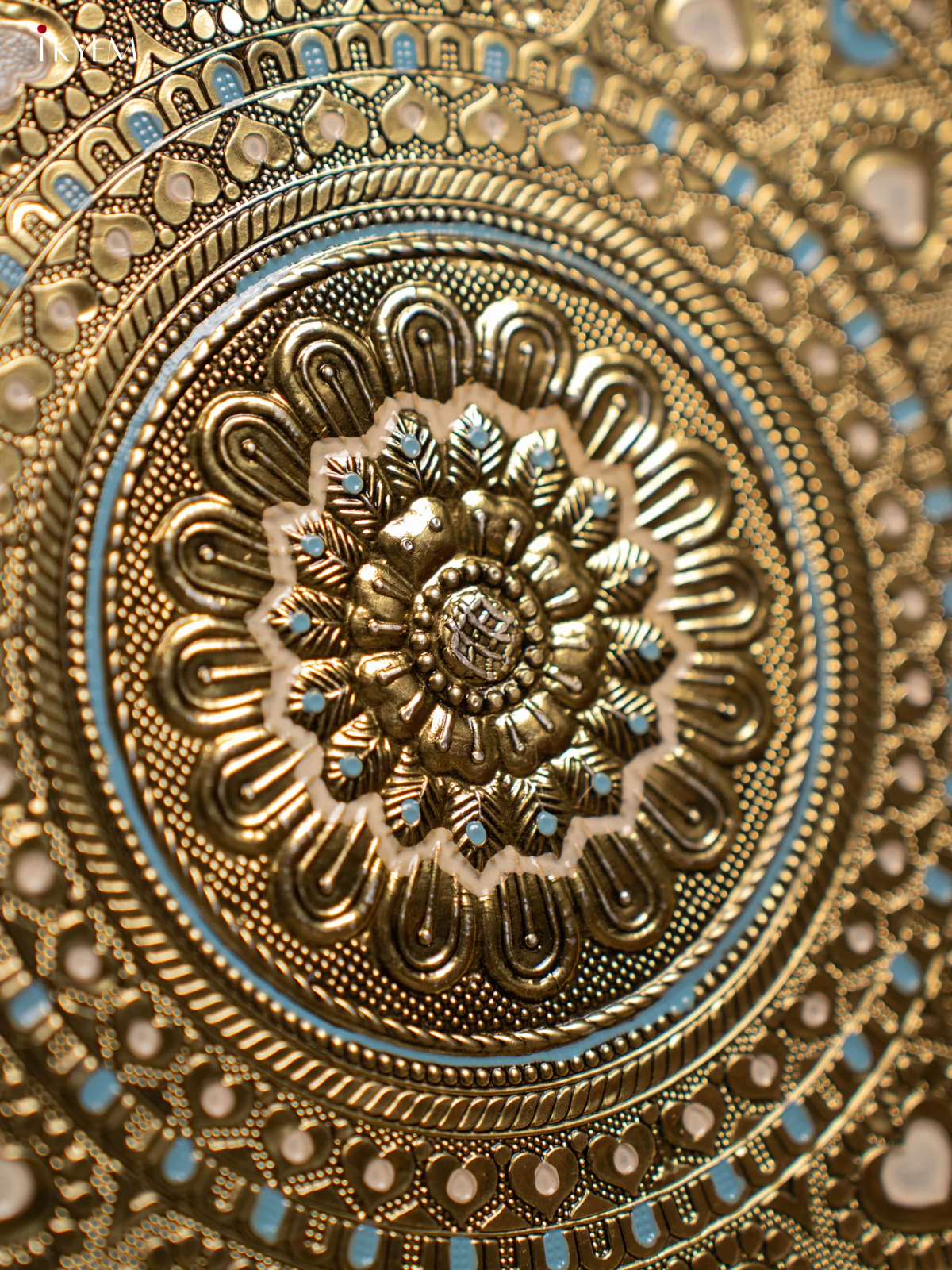 Gold Oxidized Meenakari Plate - Floral - (11x11) Inch - KF24223 - Image 3