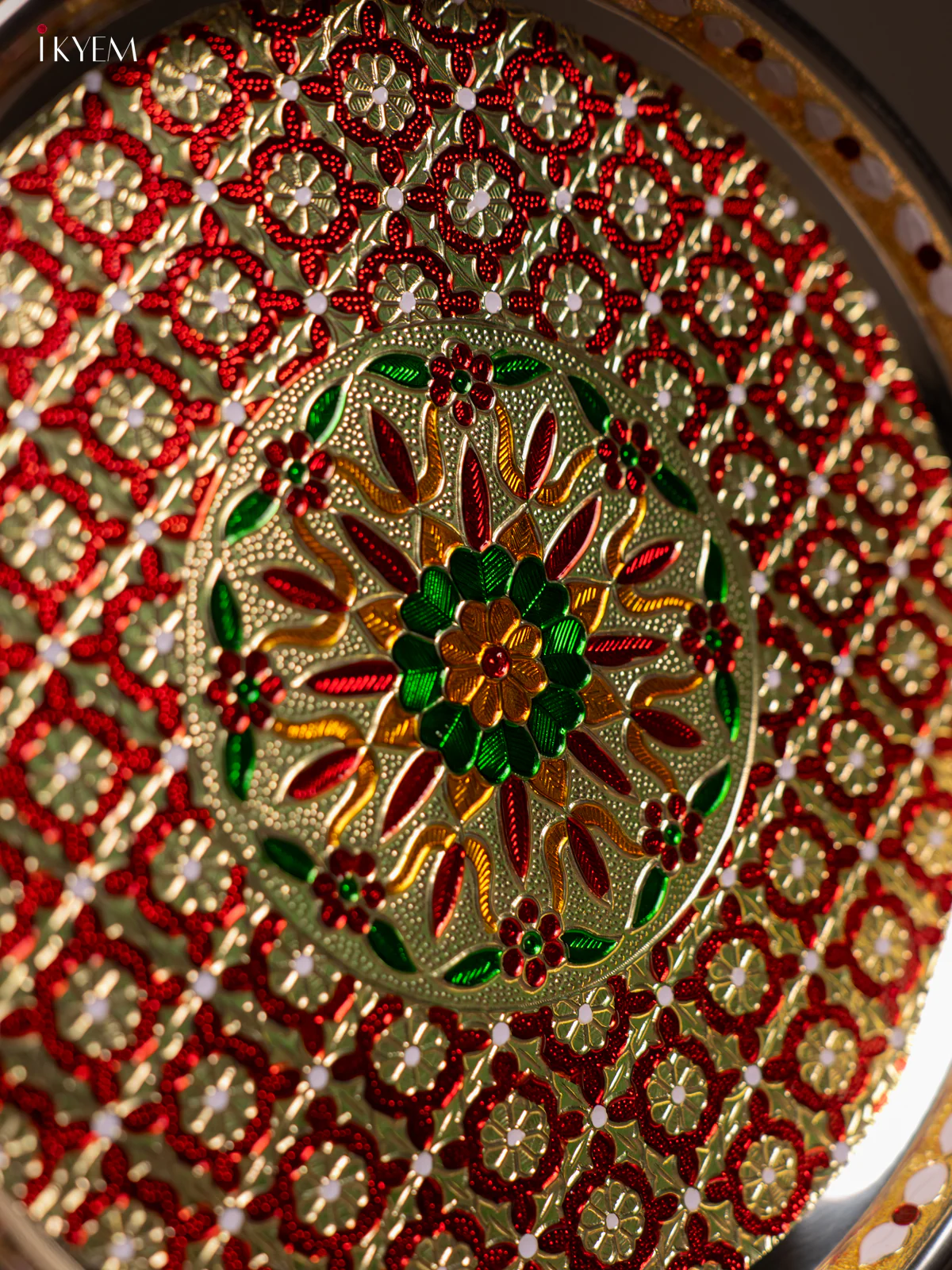 Meenakari Round Plate - Red - (10x10) Inch - KF24236 - Image 3