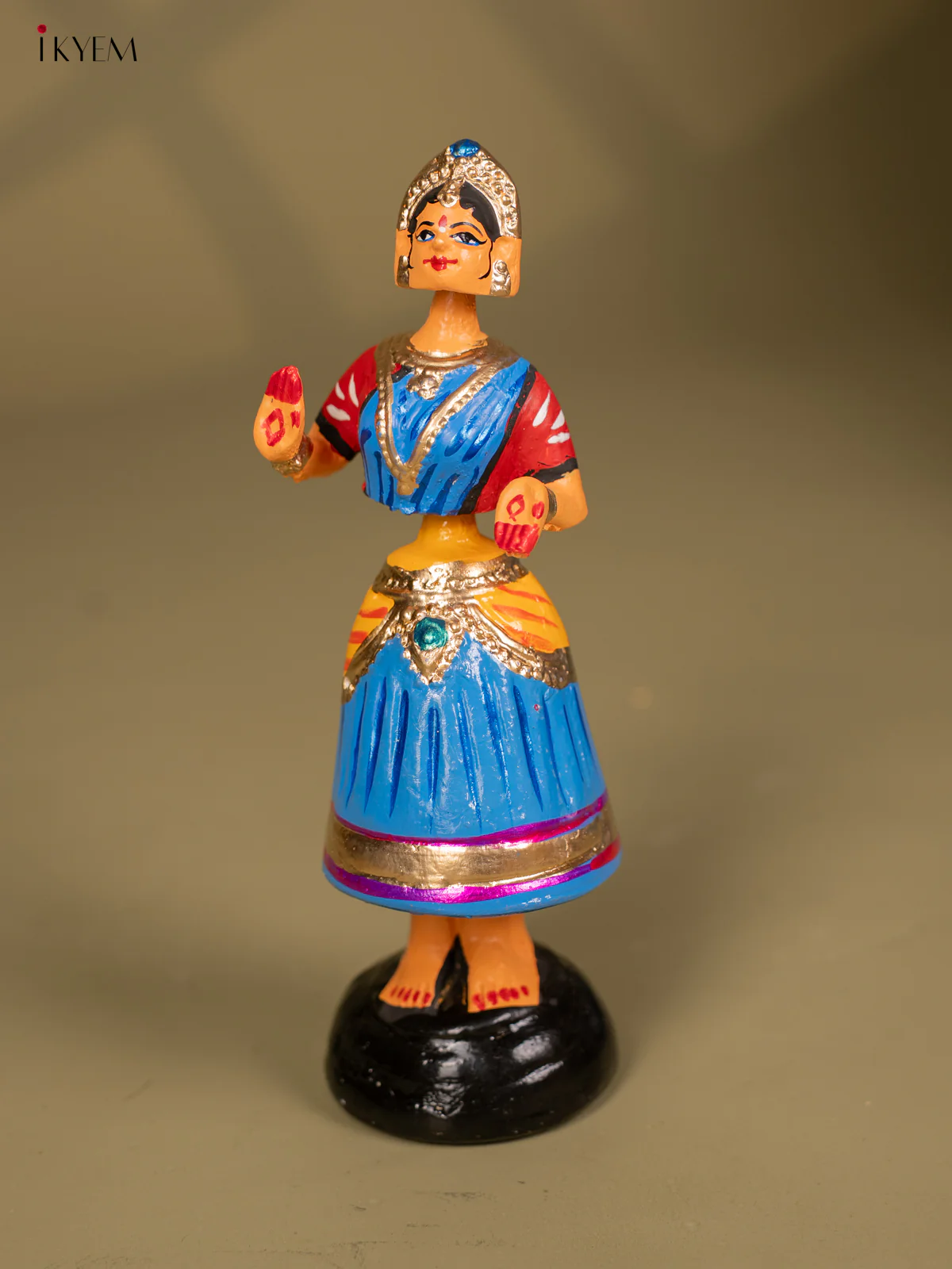 Thanjavur Dancing Doll - Couples - 9.5 Inch - Blue & Yellow - KF26113 - Image 3