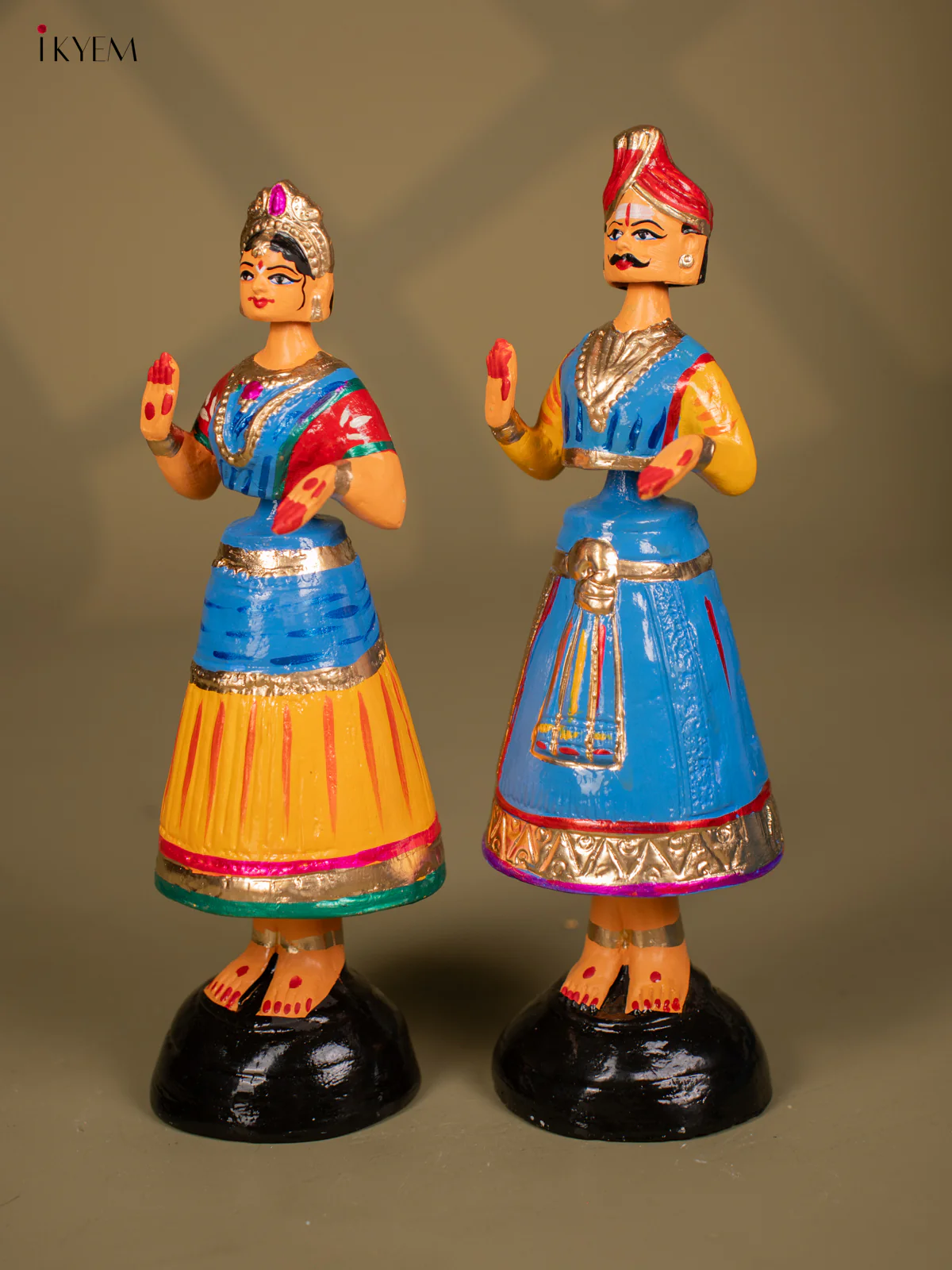 Thanjavur Dancing Doll - Couples - 13 Inch - Blue & Yellow - KF26115 - Image 2