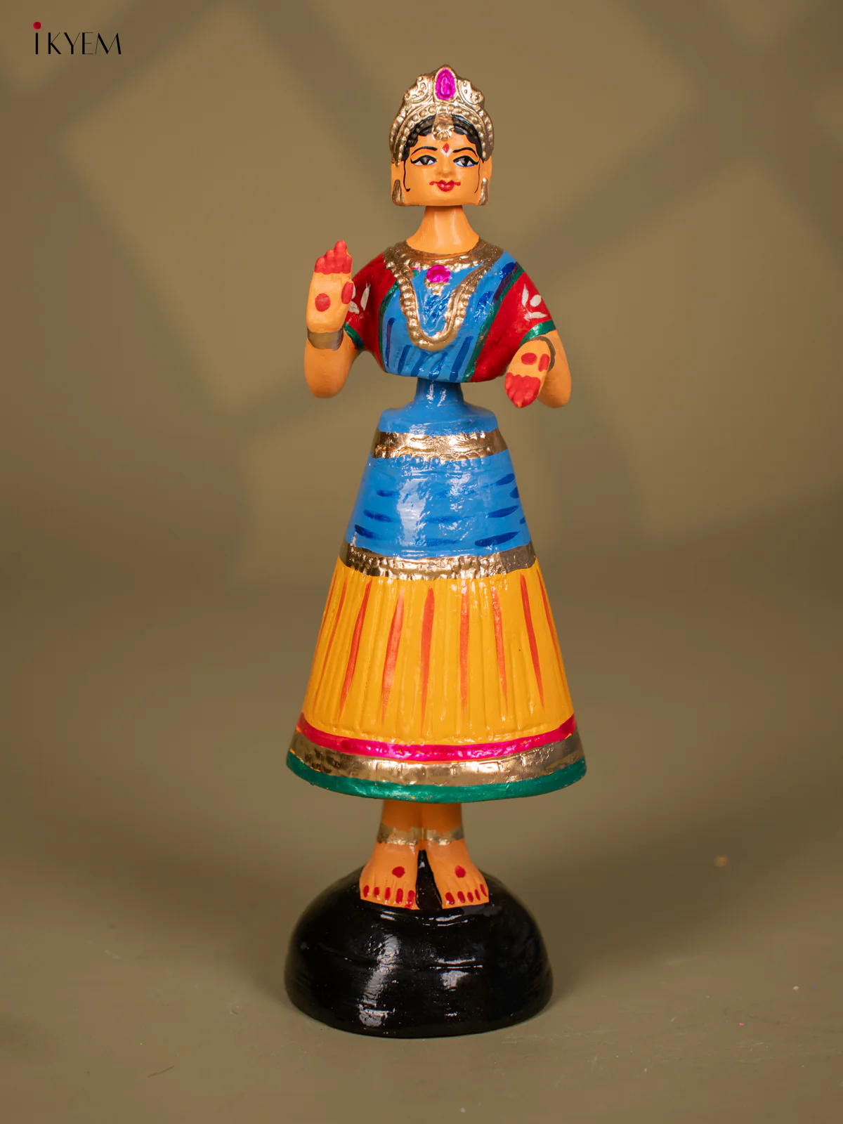 Thanjavur Dancing Doll - Couples - 13 Inch - Blue & Yellow - KF26115 - Image 3