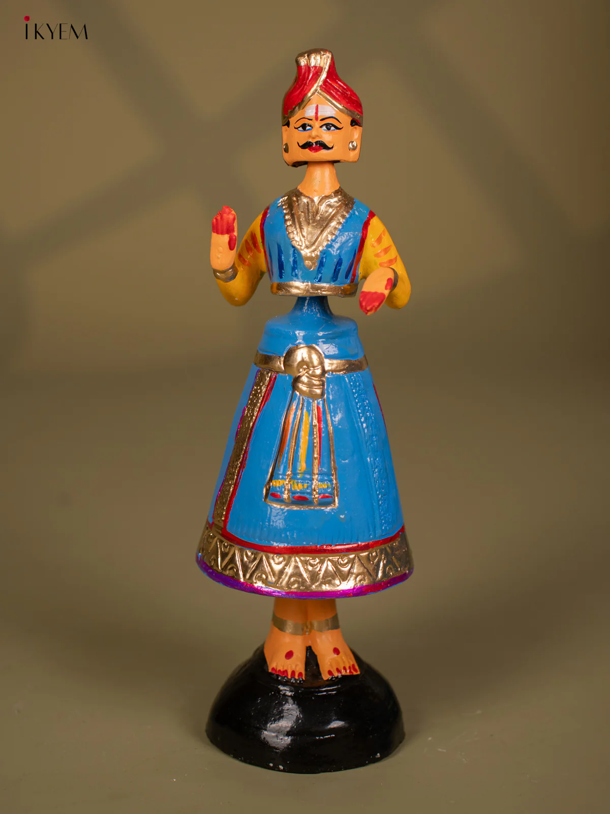 Thanjavur Dancing Doll - Couples - 13 Inch - Blue & Yellow - KF26115 - Image 5