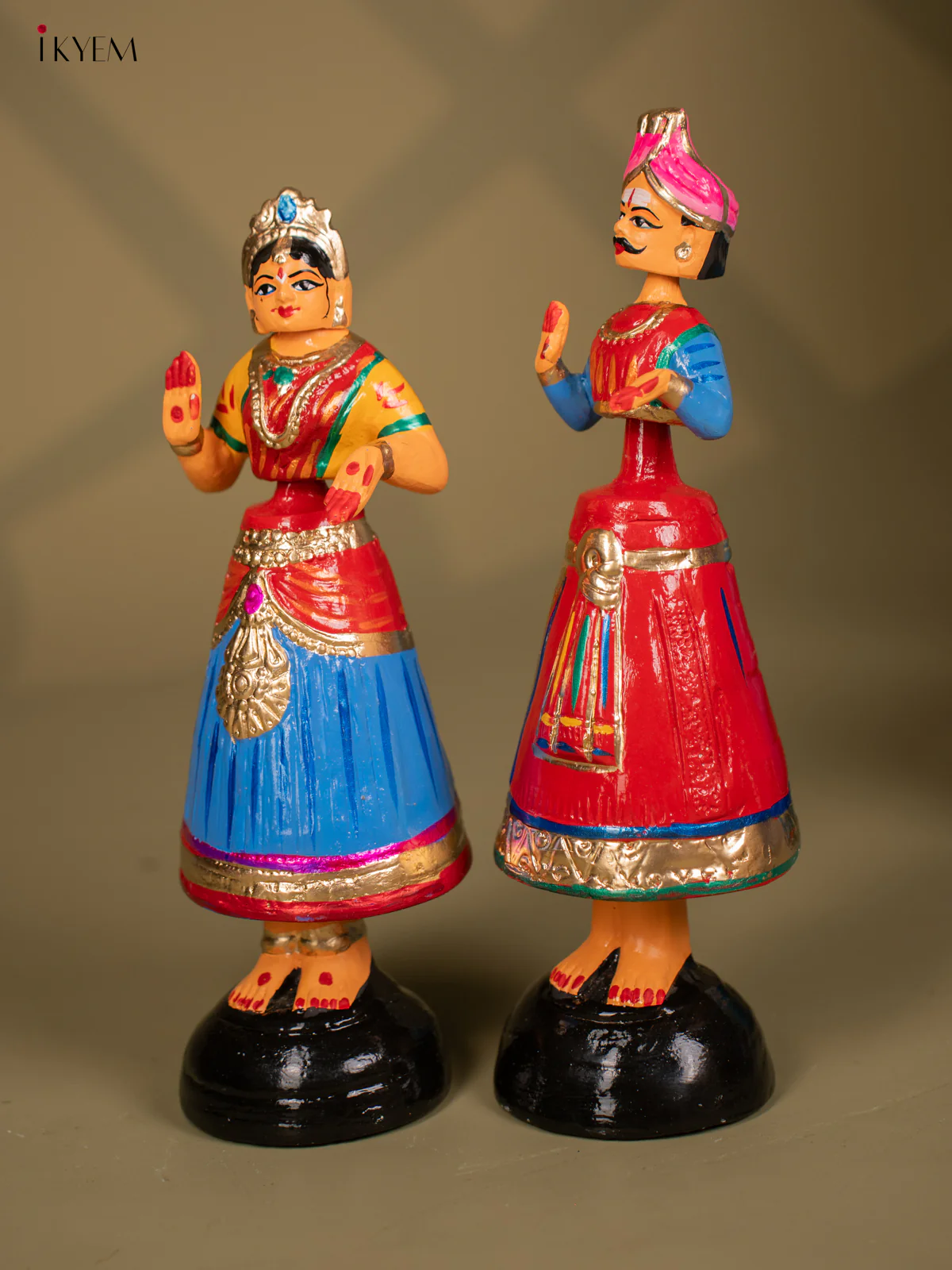 Thanjavur Dancing Doll - Couples - 13 Inch - Blue & Red - KF26116 - Image 2
