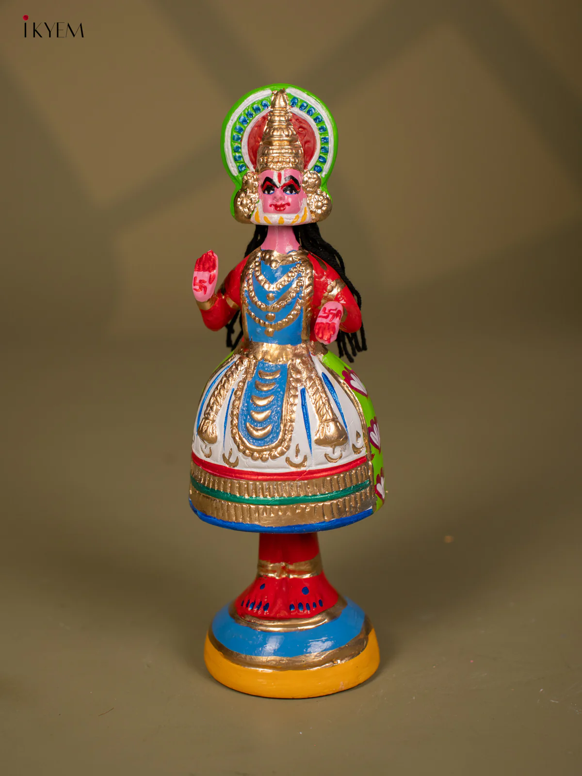 Thanjavur Dancing Doll - Kathakali - 12 Inch - Blue & Red - KF26117