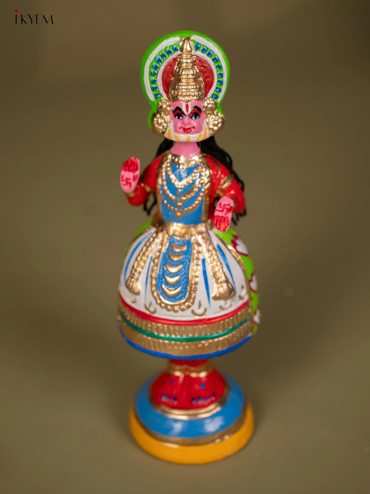 Thanjavur Dancing Doll - Kathakali - 12 Inch - Blue & Red - KF26117 - Image 4