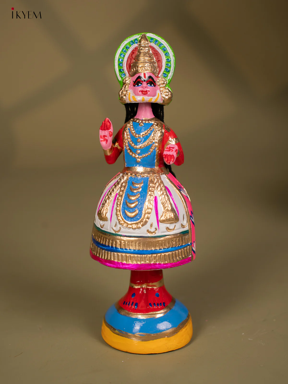 Thanjavur Dancing Doll - Kathakali - 12 Inch - Blue & Red - KF26118